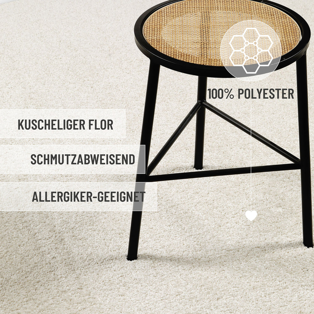 Kurzflorteppich Rund Creme Weiß "Nova" WECONhome Basics