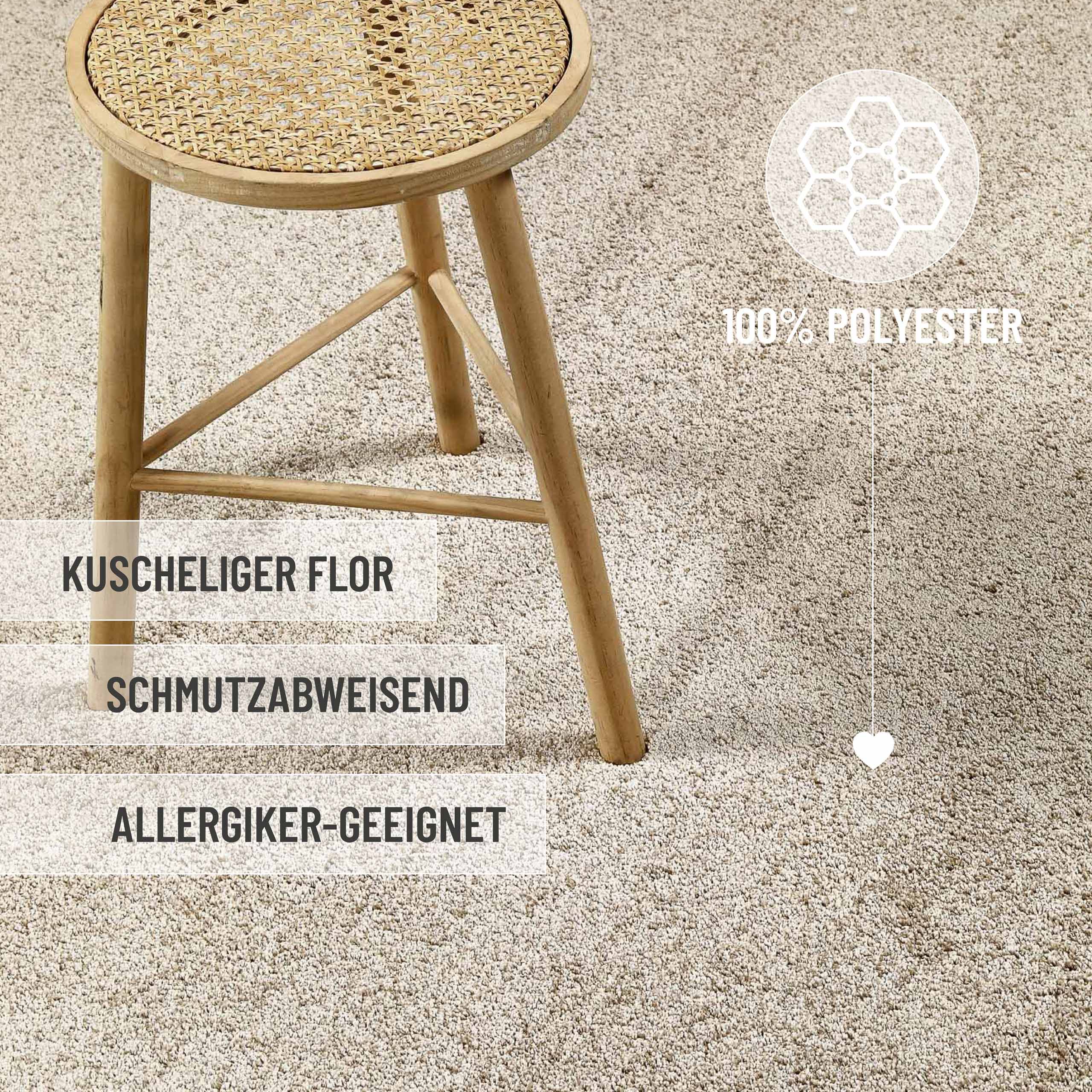 Kurzflorteppich Sand Beige "Nova" WECONhome Basics