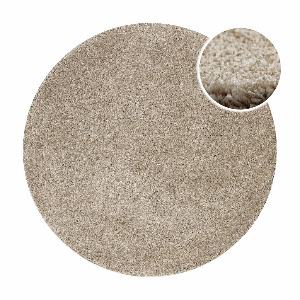 Kurzflorteppich Rund Sand Beige "Nova" WECONhome Basics