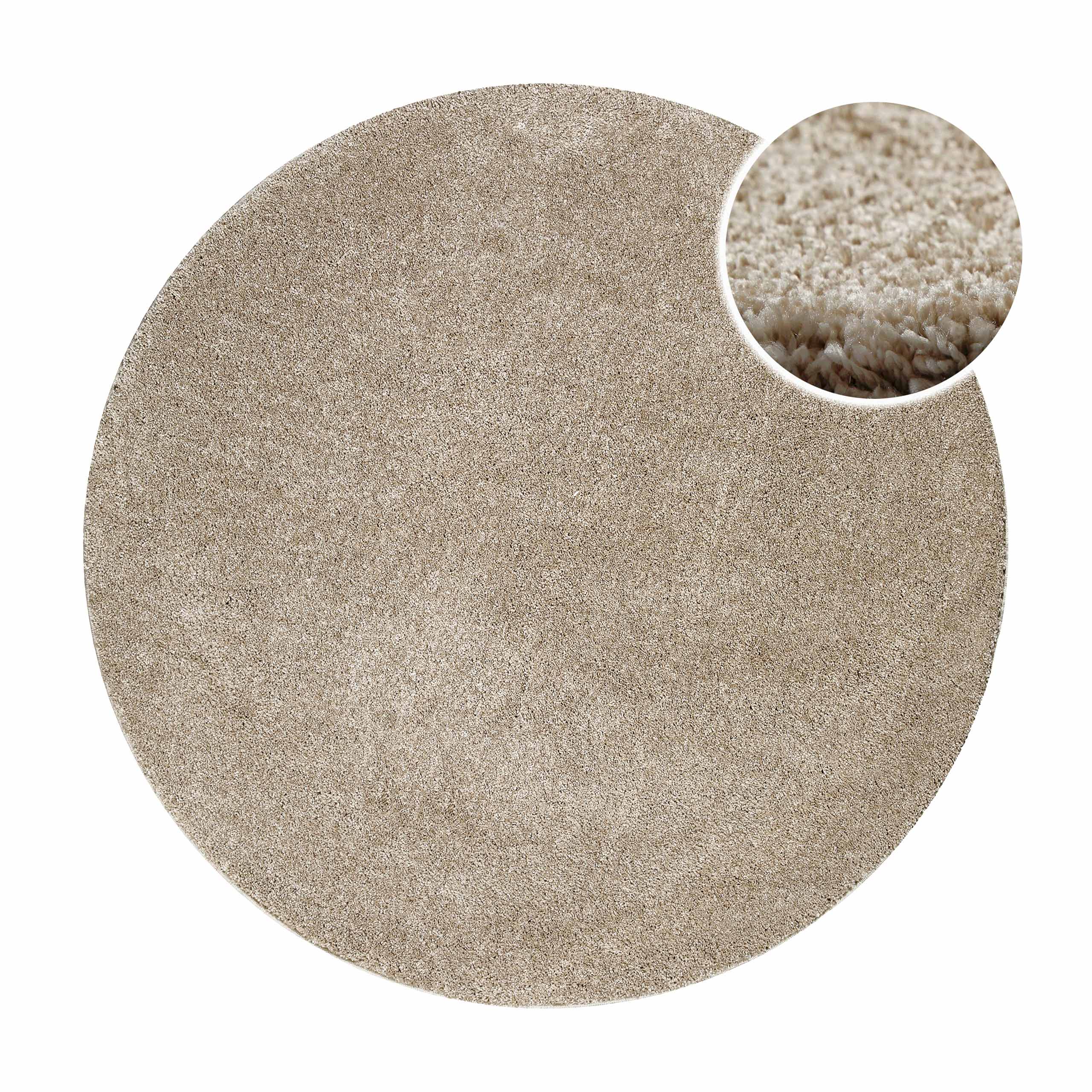 Kurzflorteppich Rund Sand Beige "Nova" WECONhome Basics