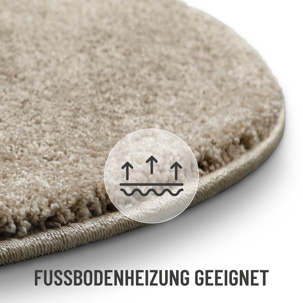 Kurzflorteppich Rund Sand Beige "Nova" WECONhome Basics