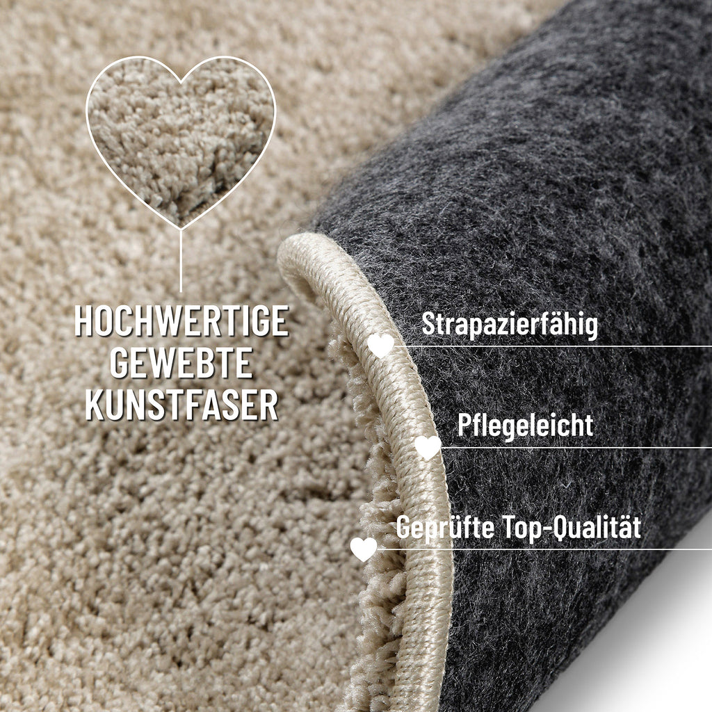 Kurzflorteppich Rund Sand Beige "Nova" WECONhome Basics