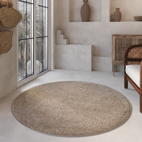 Kurzflorteppich Rund Sand Beige "Nova" WECONhome Basics
