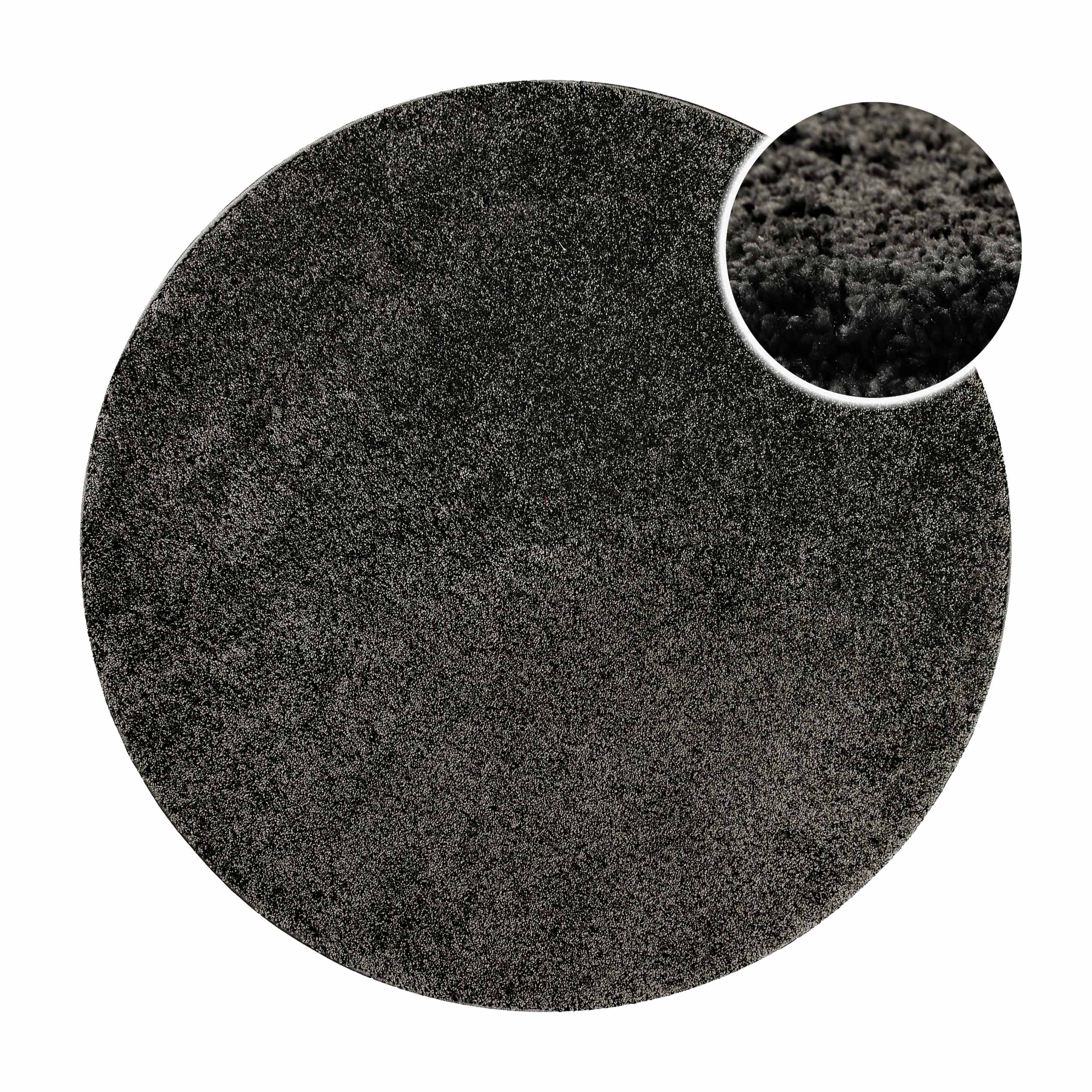 Kurzflorteppich Rund Anthrazit "Nova" WECONhome Basics