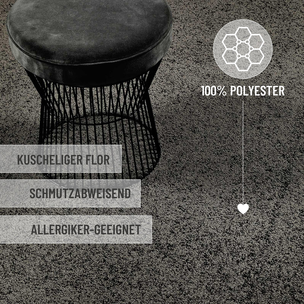 Kurzflorteppich Rund Anthrazit "Nova" WECONhome Basics