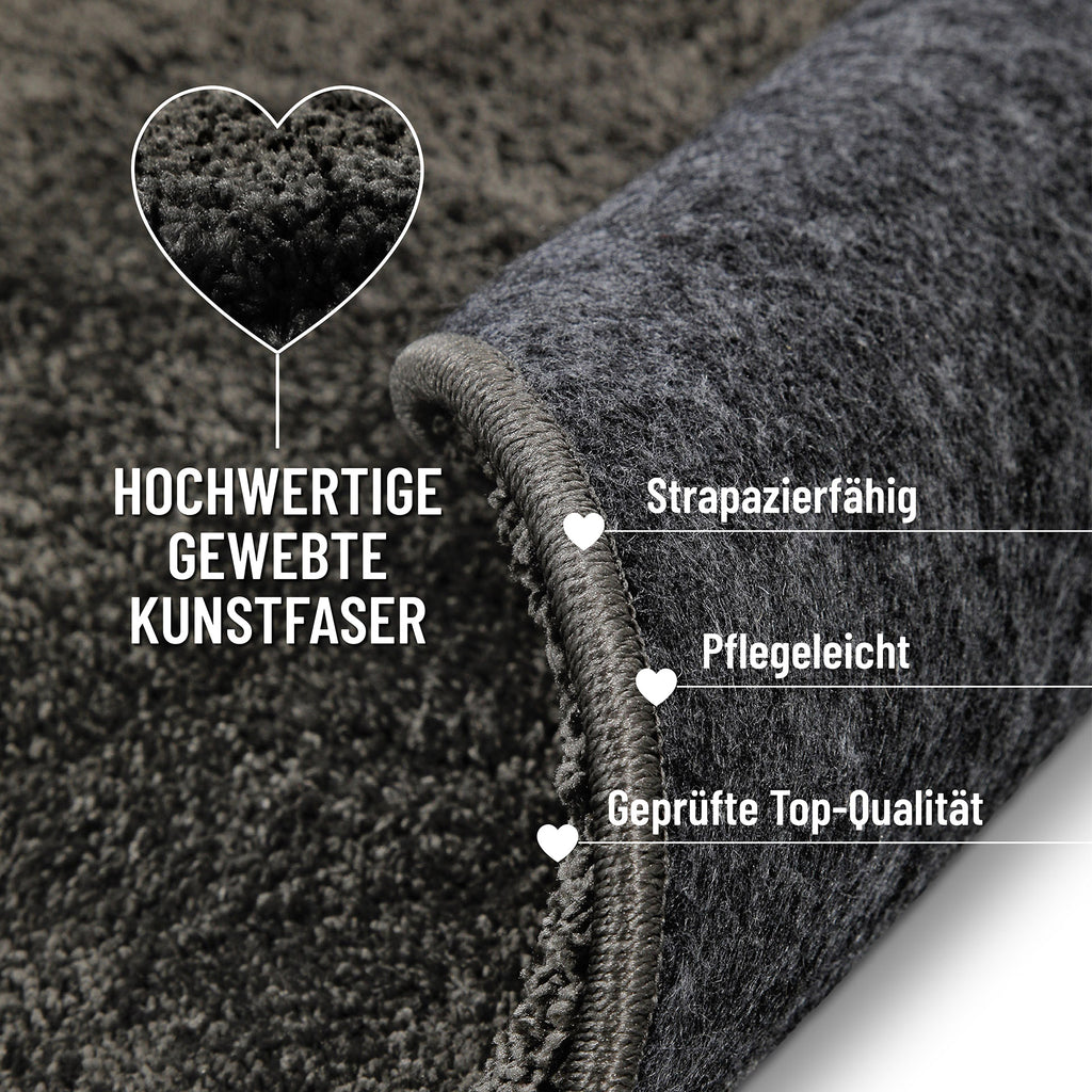 Kurzflorteppich Rund Anthrazit "Nova" WECONhome Basics
