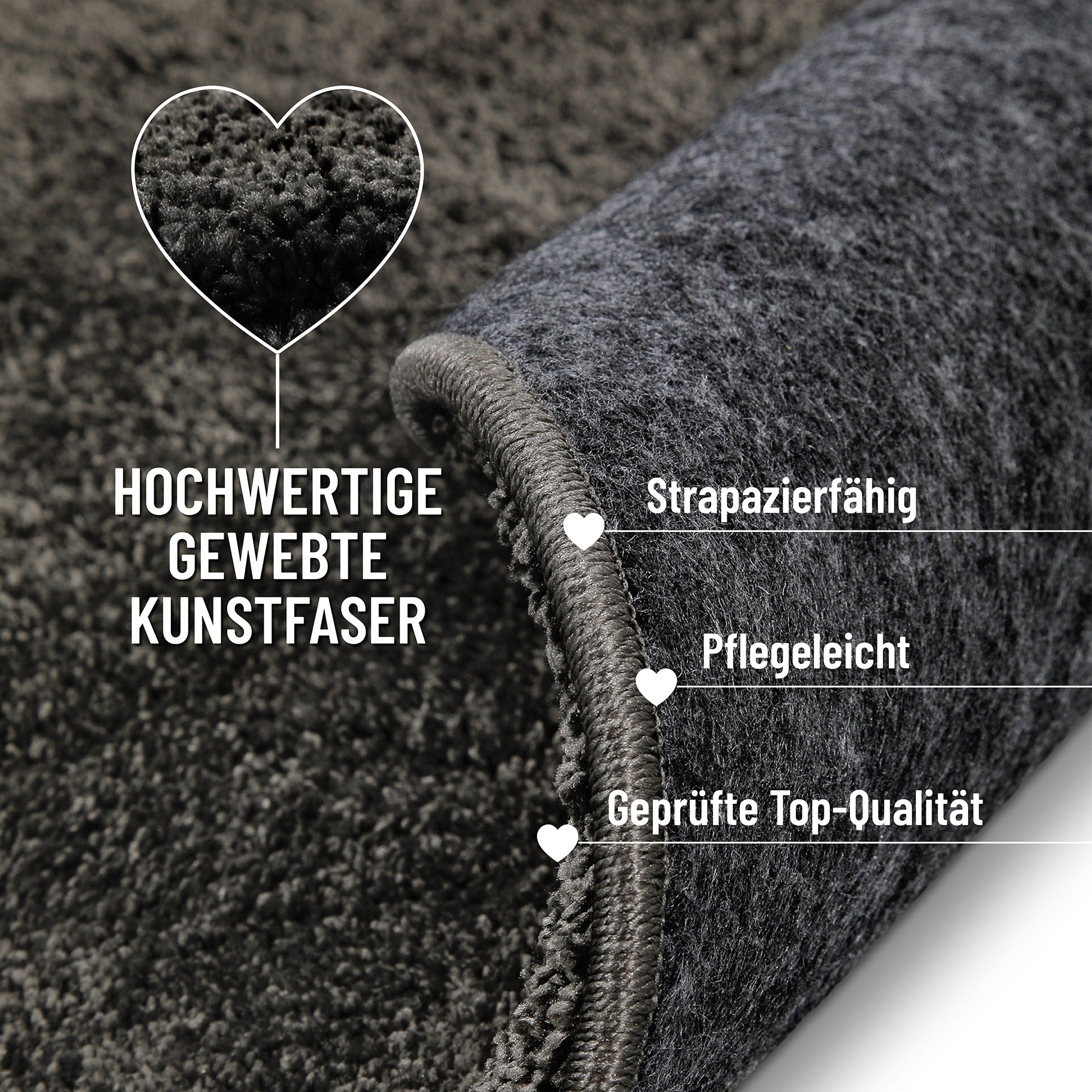 Kurzflorteppich Rund Anthrazit "Nova" WECONhome Basics