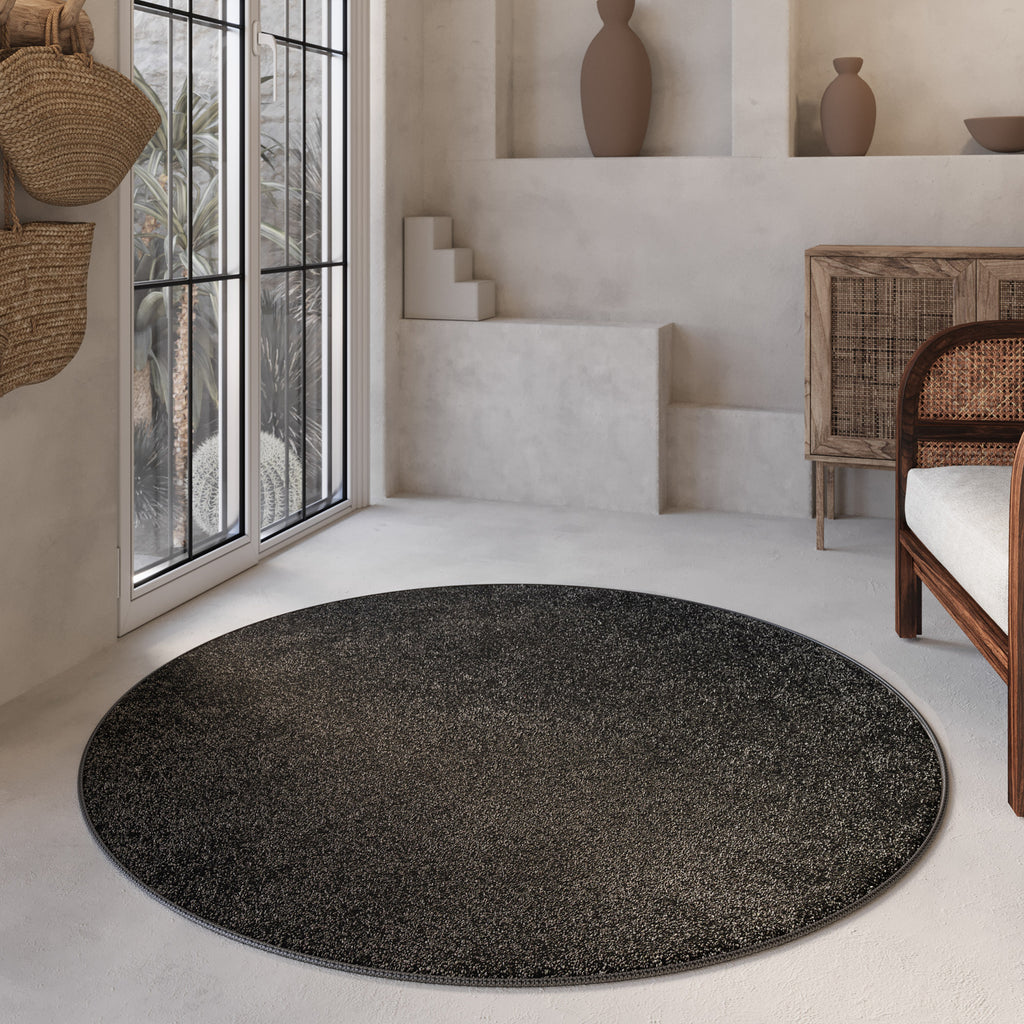 Kurzflorteppich Rund Anthrazit "Nova" WECONhome Basics