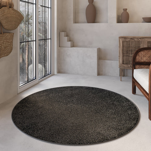 Kurzflorteppich Rund Anthrazit "Nova" WECONhome Basics