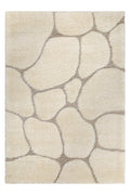 Hochflor Teppich Creme Beige "Stoney" 133 x 190 cm