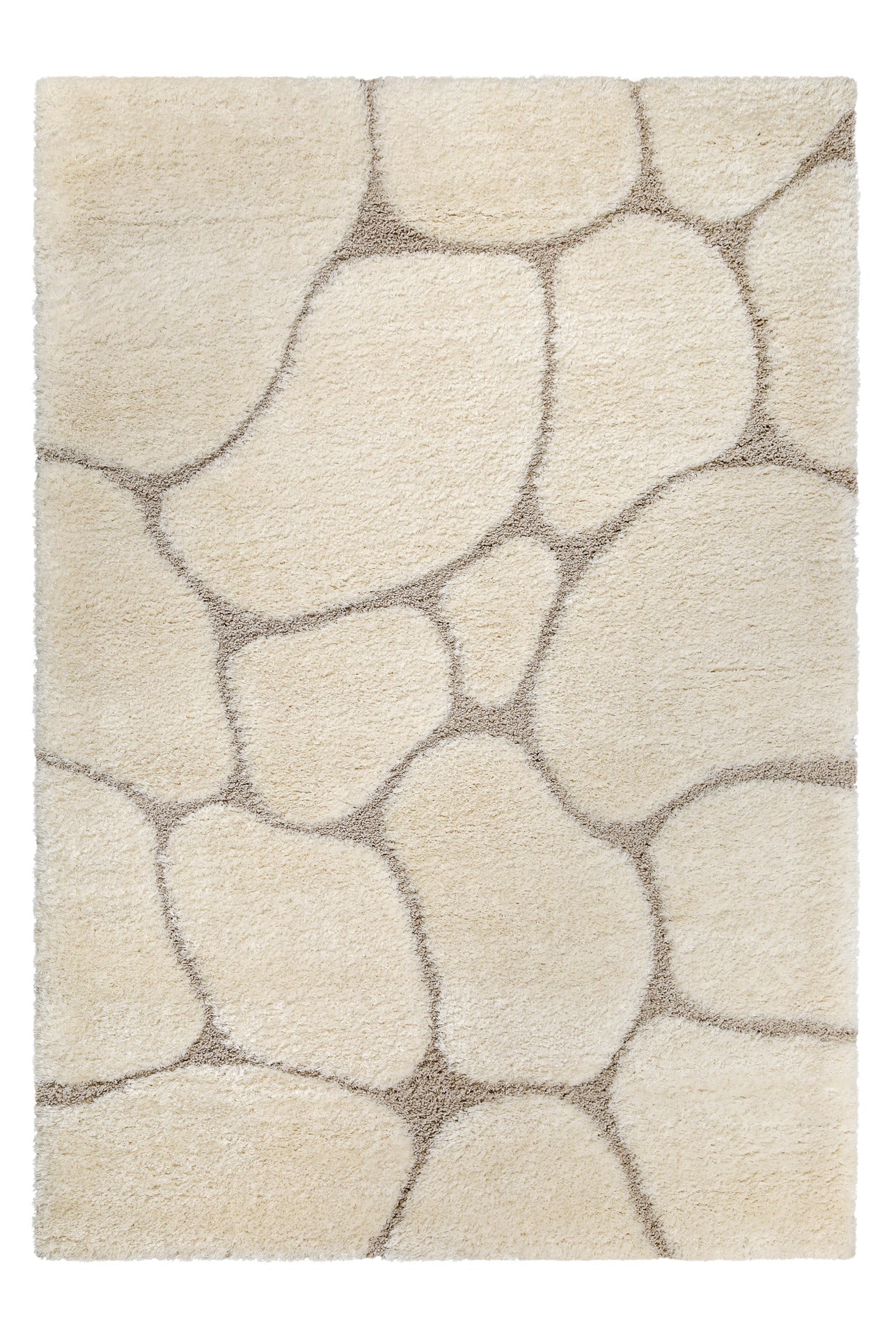 Hochflor Teppich Creme Beige "Stoney" 133 x 190 cm