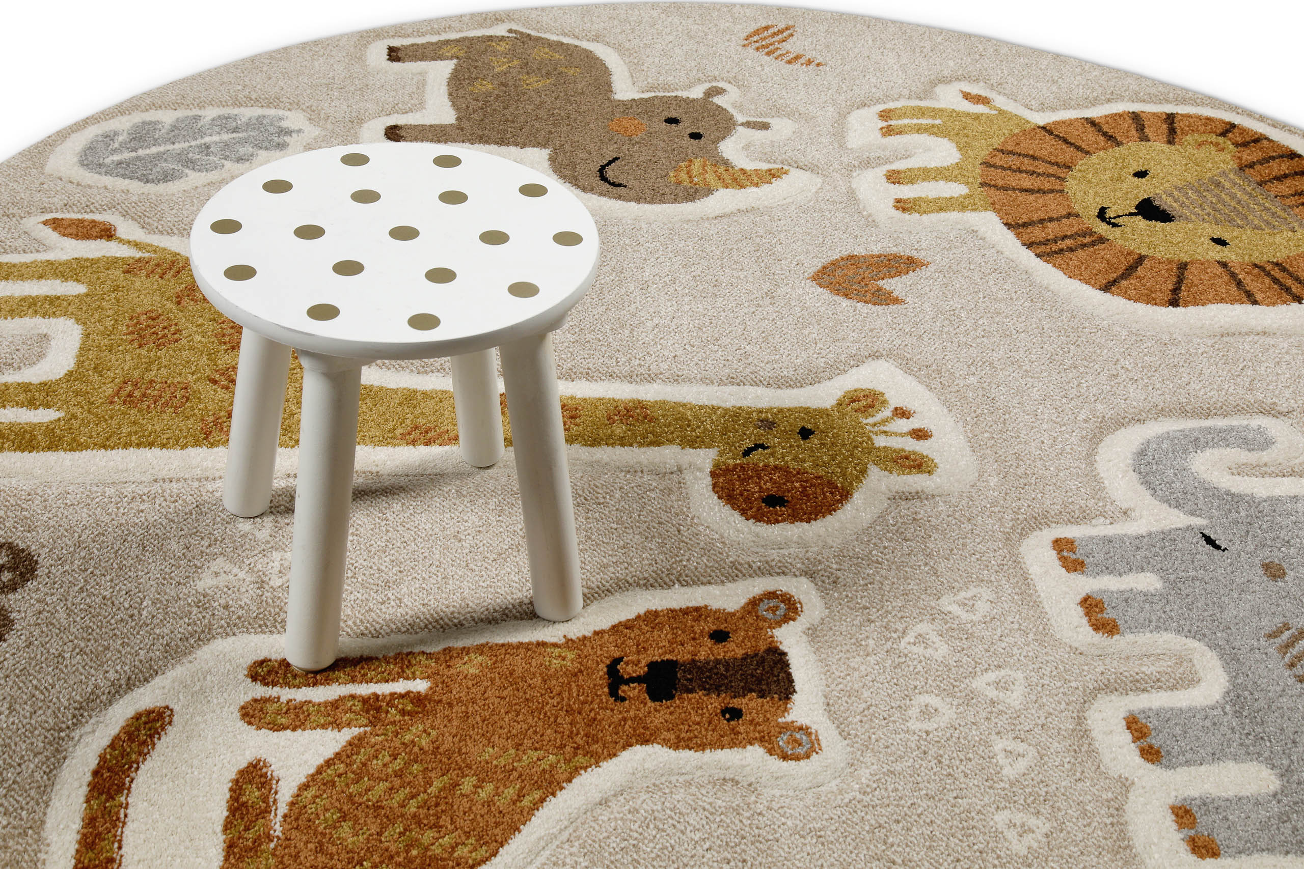 Kinderteppich Rund Sand Beige meliert "Nala & Friends" Smart Kids