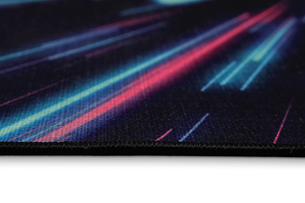 Gewebter Gamerteppich bedruckt Schwarz Multi "Neon Horizon" WECONhome
