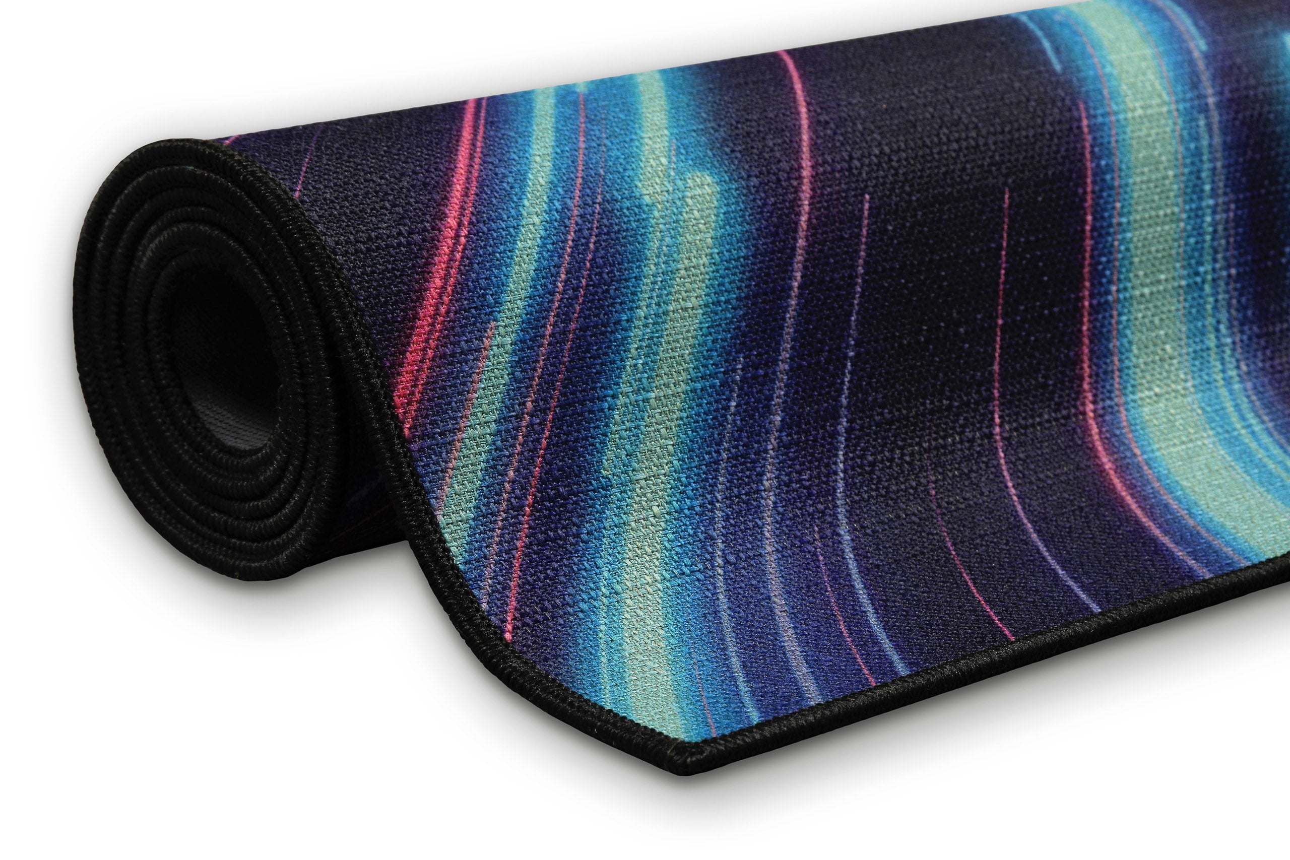 Gewebter Gamerteppich bedruckt Schwarz Multi "Neon Horizon" WECONhome