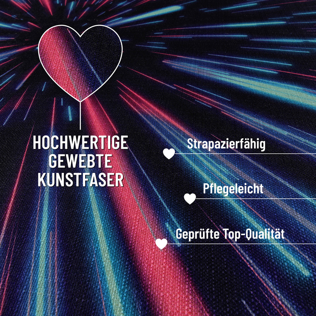 Gewebter Gamerteppich bedruckt Schwarz Multi "Neon Horizon" WECONhome