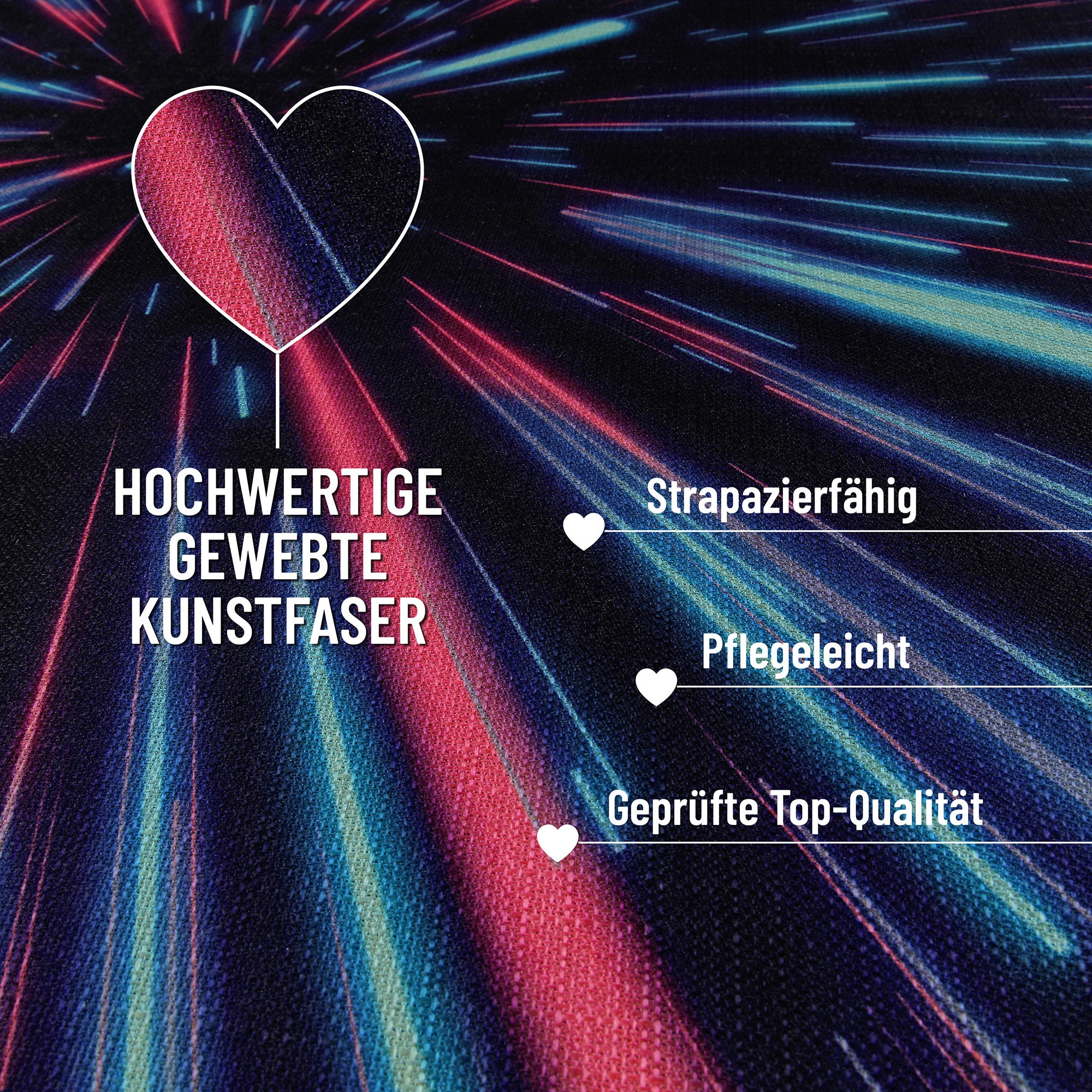Gewebter Gamerteppich bedruckt Schwarz Multi "Neon Horizon" WECONhome
