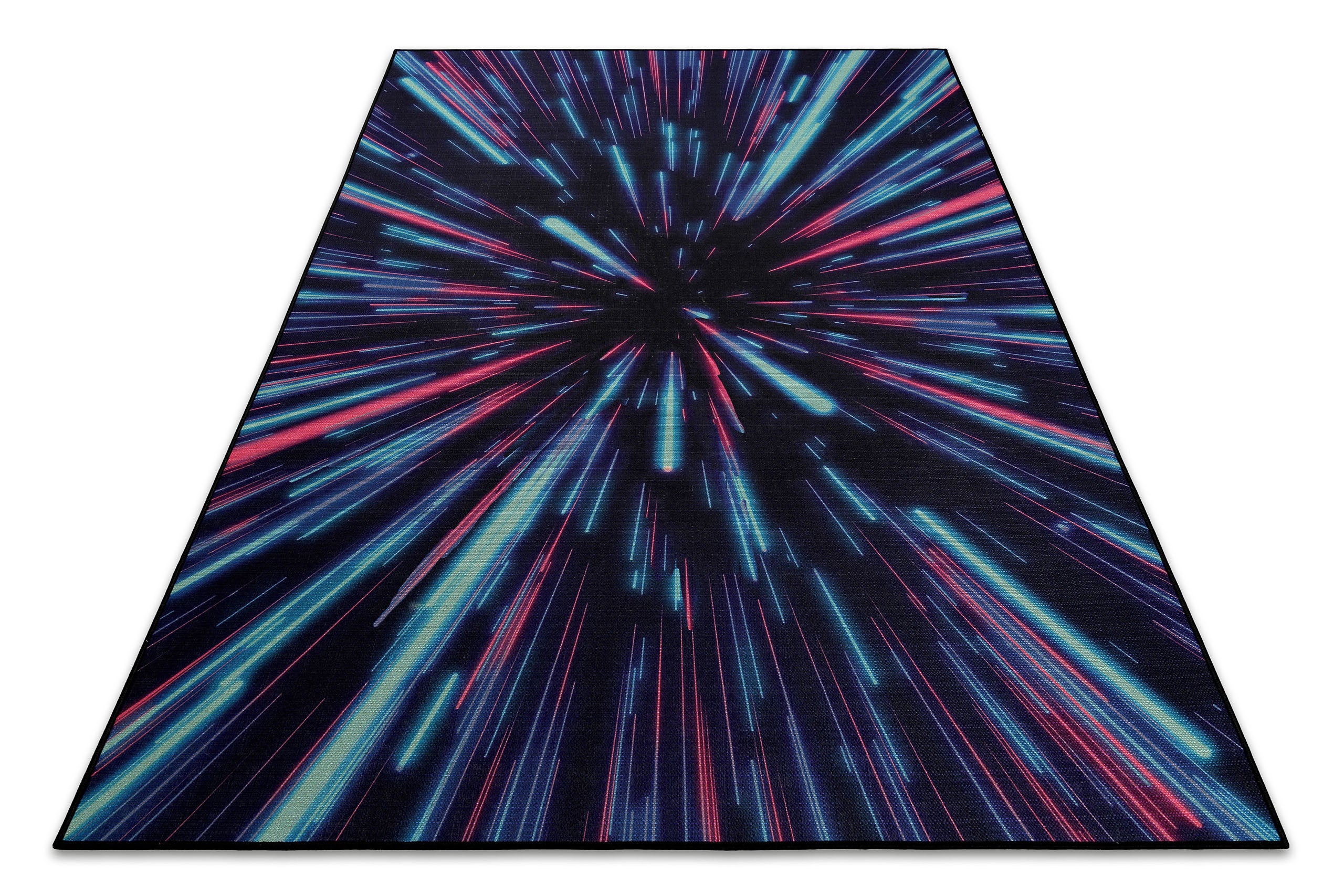 Gewebter Gamerteppich bedruckt Schwarz Multi "Neon Horizon" WECONhome