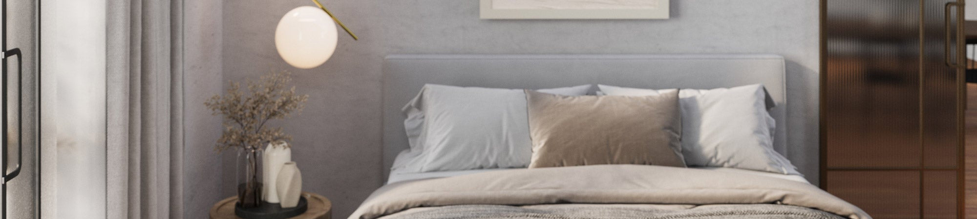 Banner Bild von einem Bett mit Kissen