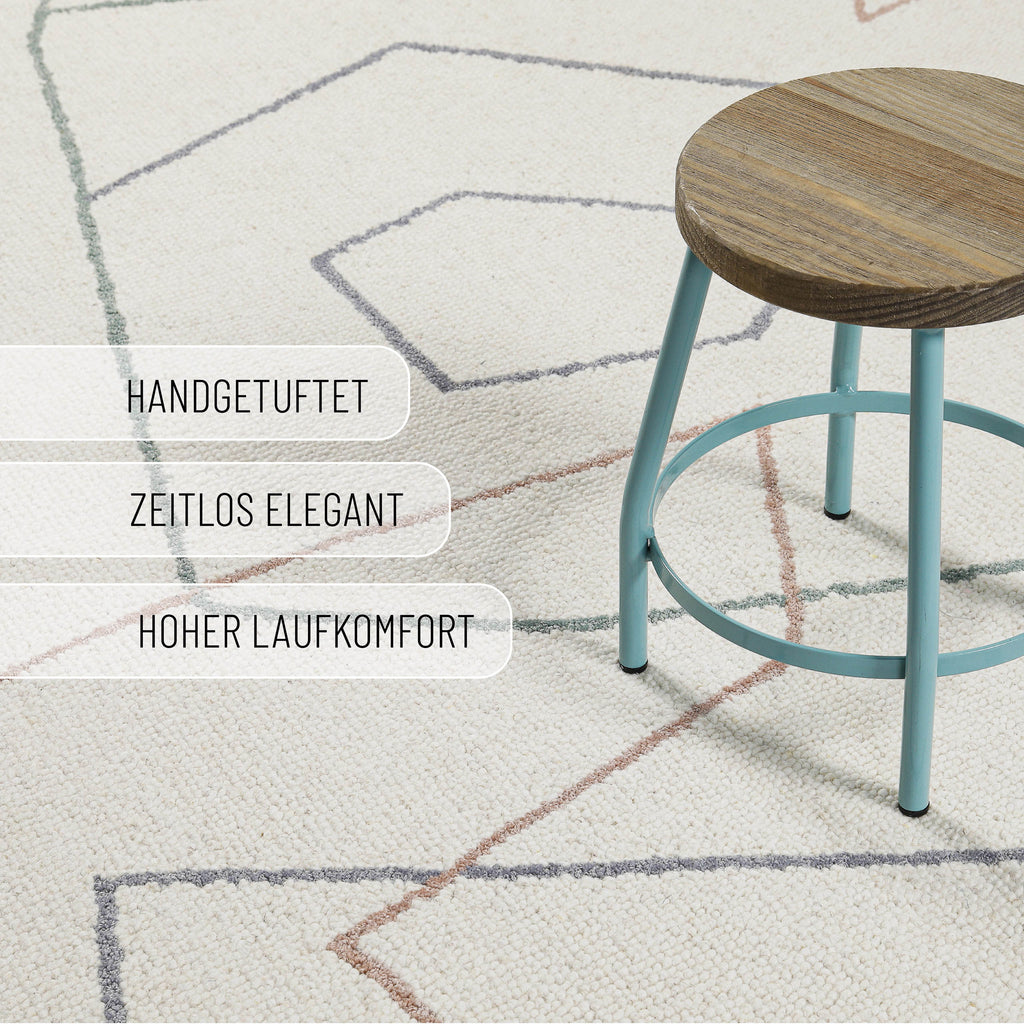 Kurzflorteppich Creme Weiß aus Schurwolle "Nox" WECONhome