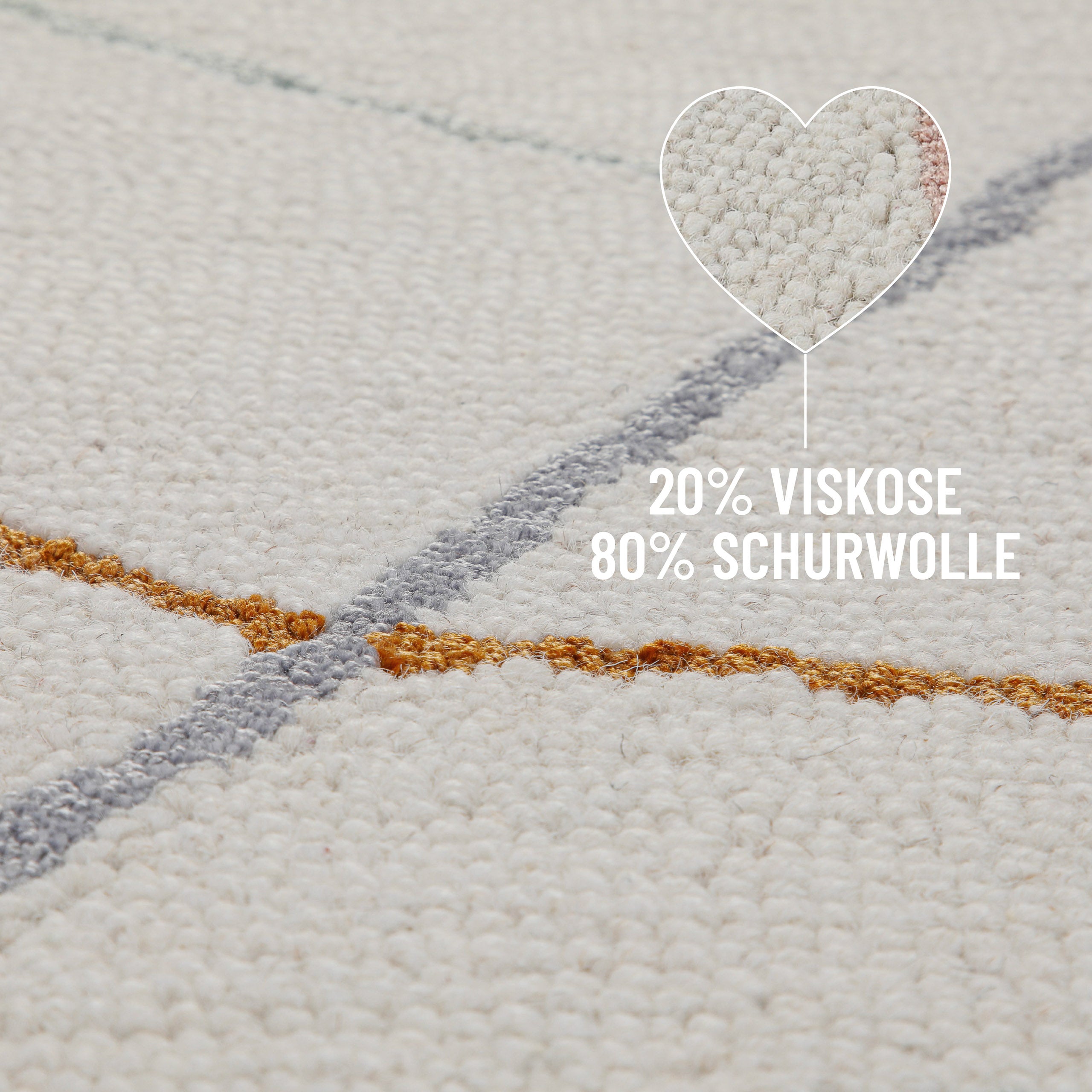 Kurzflorteppich Creme Weiß aus Schurwolle "Nox" WECONhome