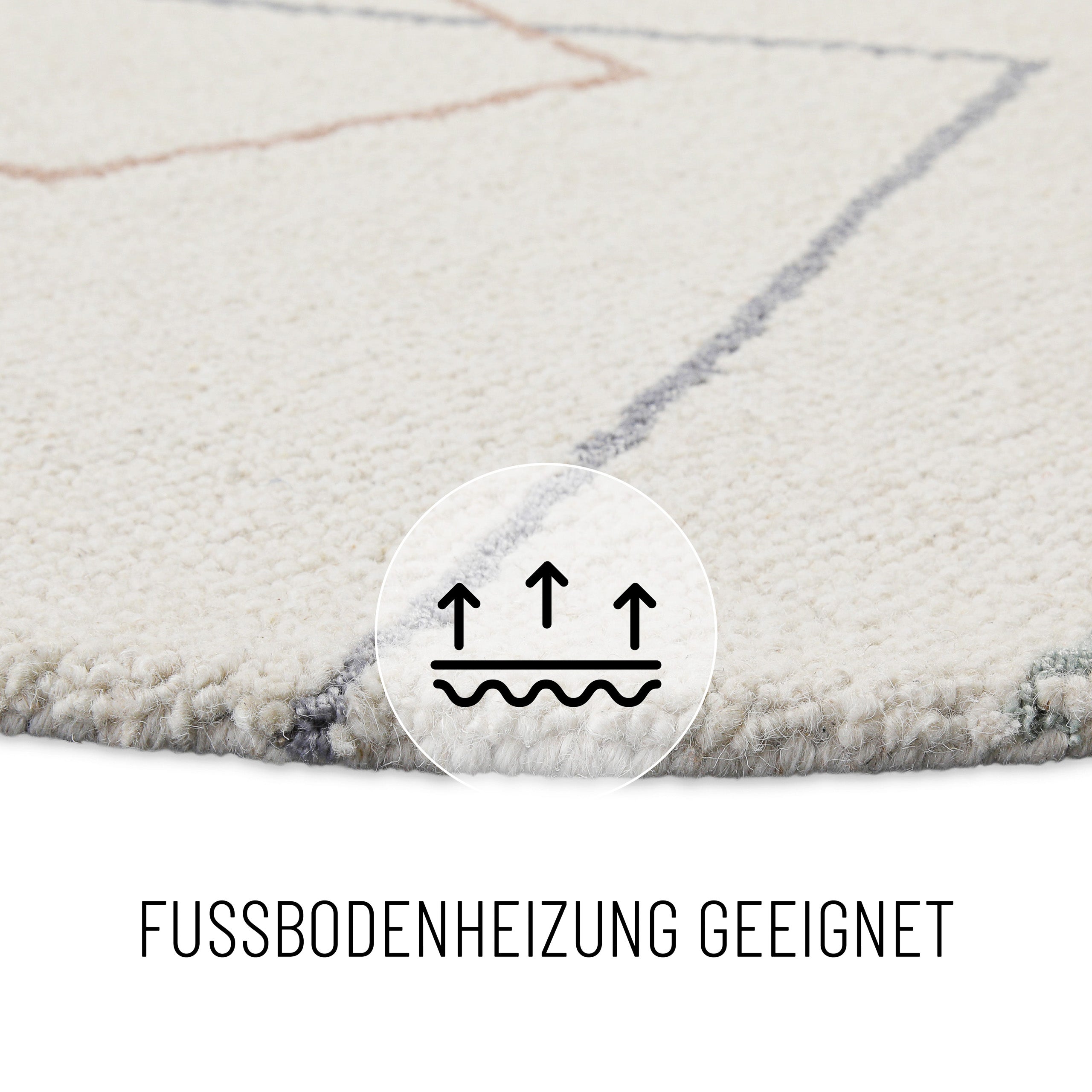 Kurzflorteppich Rund Creme Weiß aus Schurwolle "Nox" WECONhome