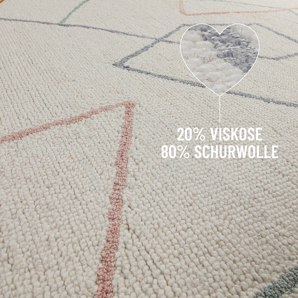 Kurzflorteppich Rund Creme Weiß aus Schurwolle "Nox" WECONhome
