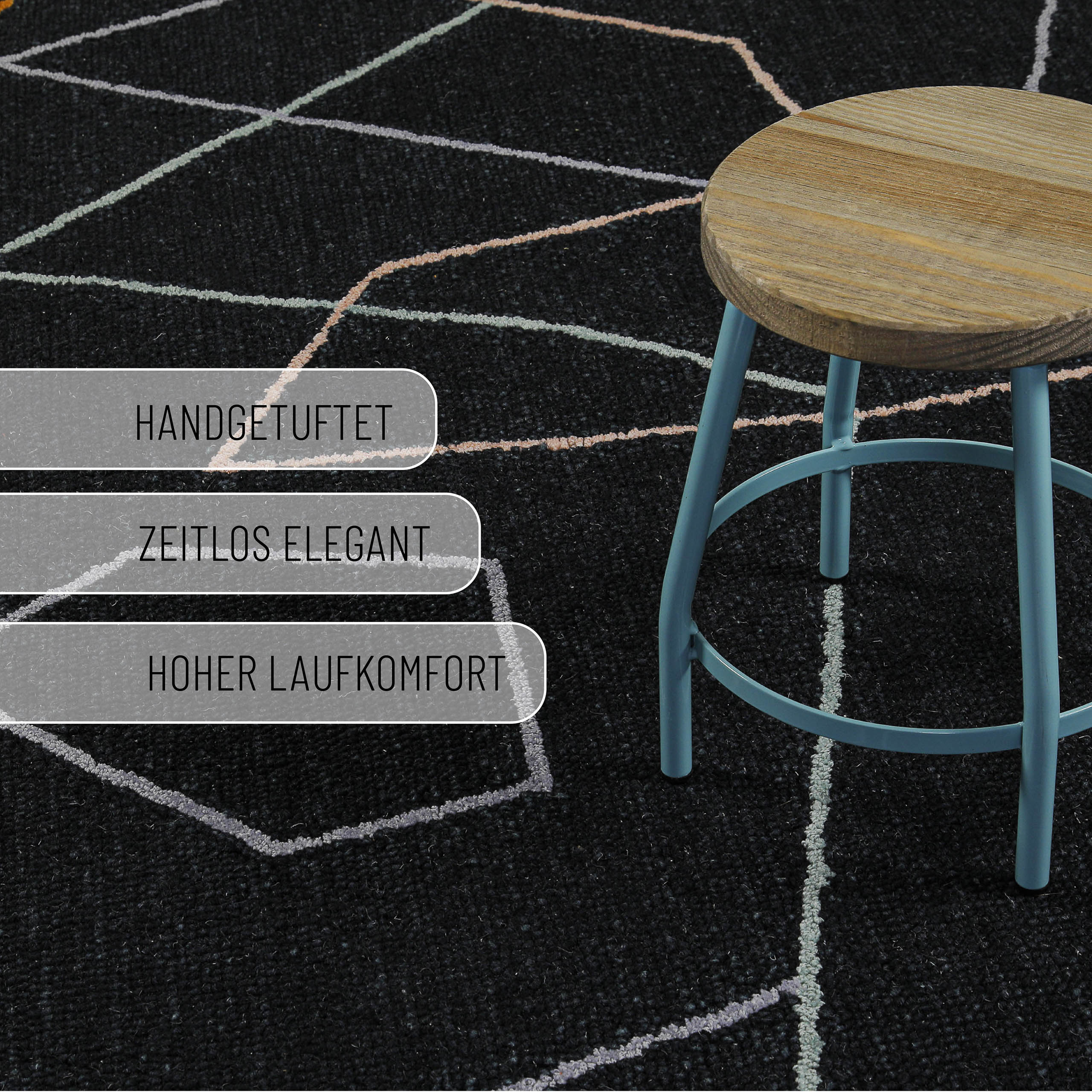 Kurzflorteppich Anthrazit aus Schurwolle "Nox" WECONhome