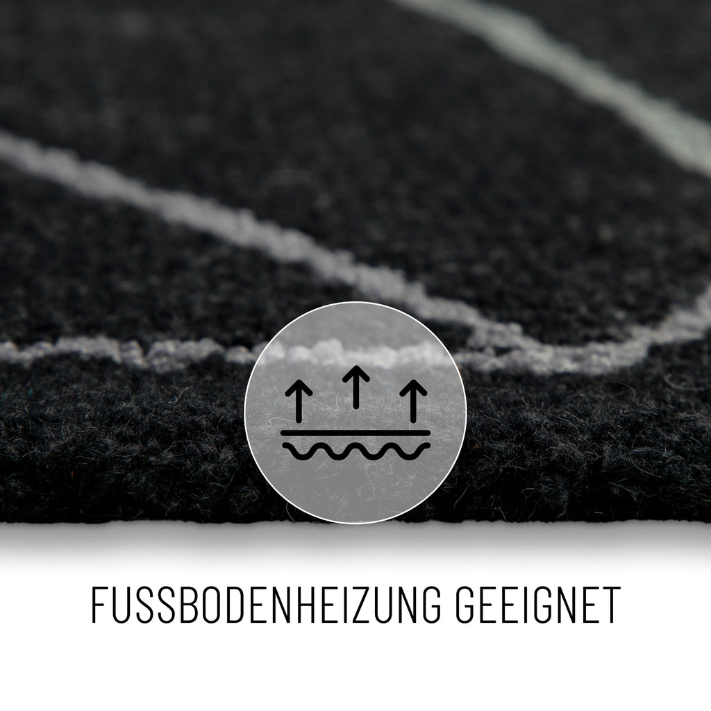 Kurzflorteppich Anthrazit aus Schurwolle "Nox" WECONhome