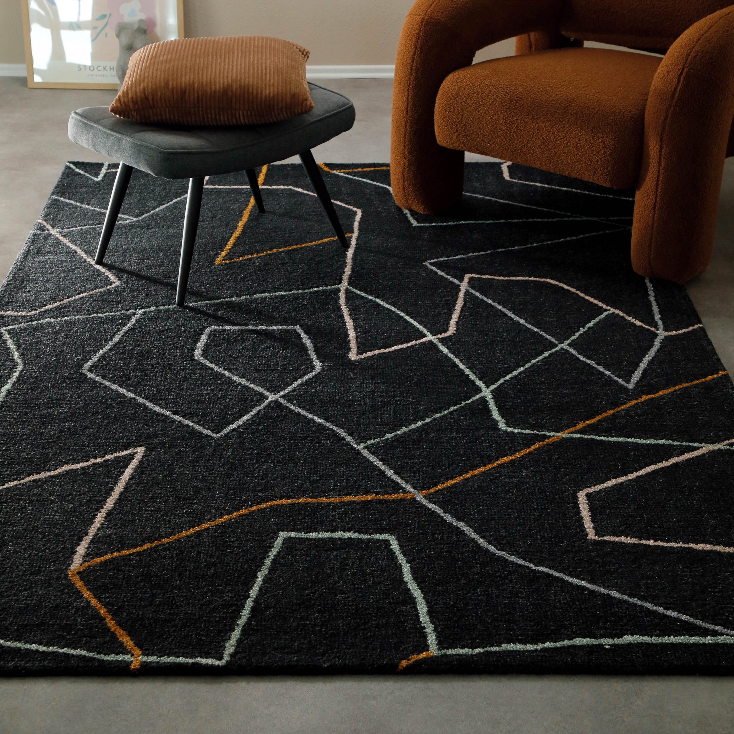 Kurzflorteppich Anthrazit aus Schurwolle "Nox" WECONhome