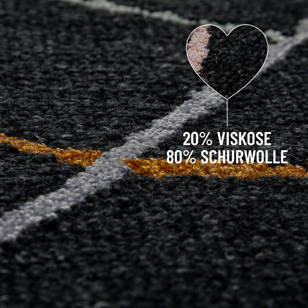 Kurzflorteppich Rund Anthrazit aus Schurwolle "Nox" WECONhome