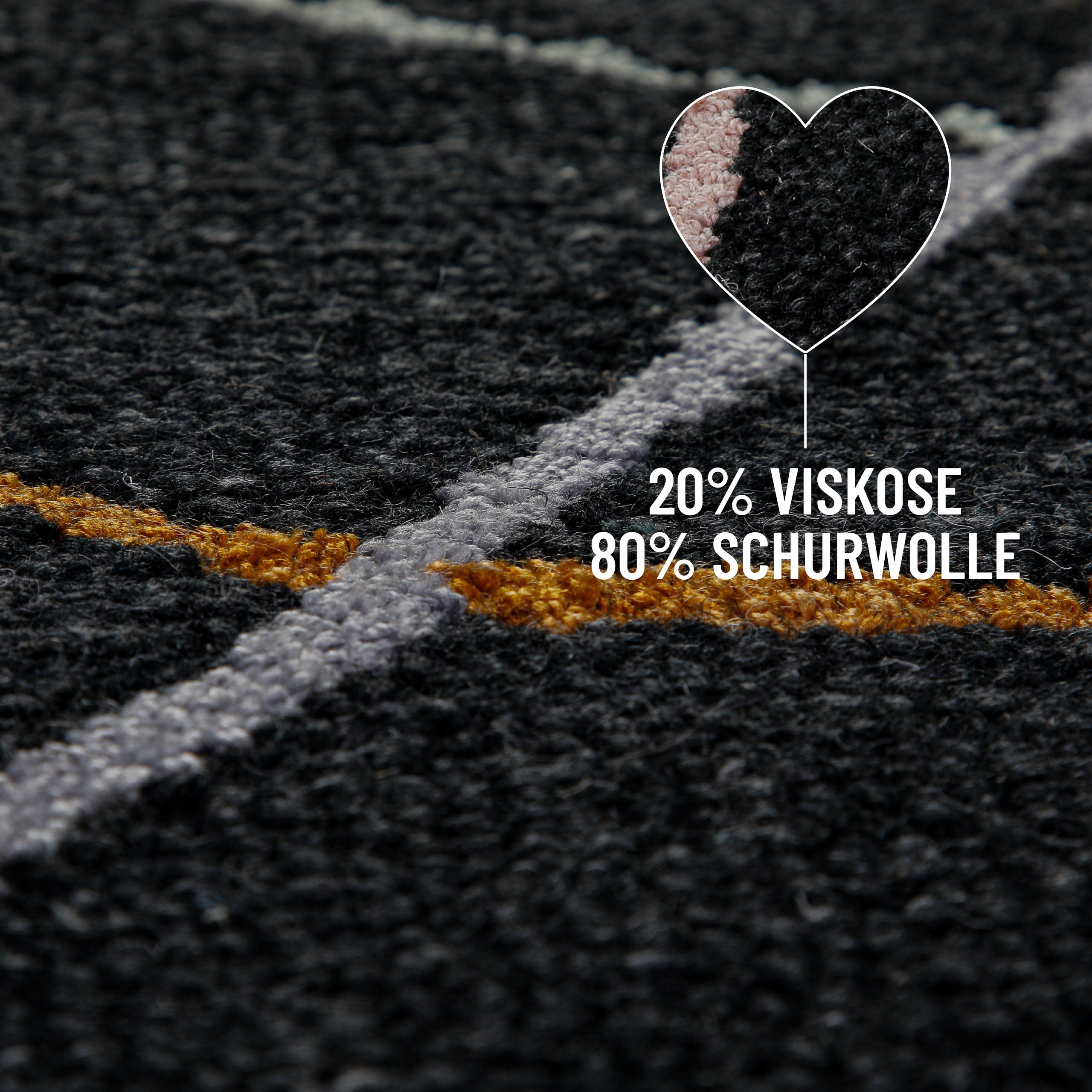 Kurzflorteppich Rund Anthrazit aus Schurwolle "Nox" WECONhome