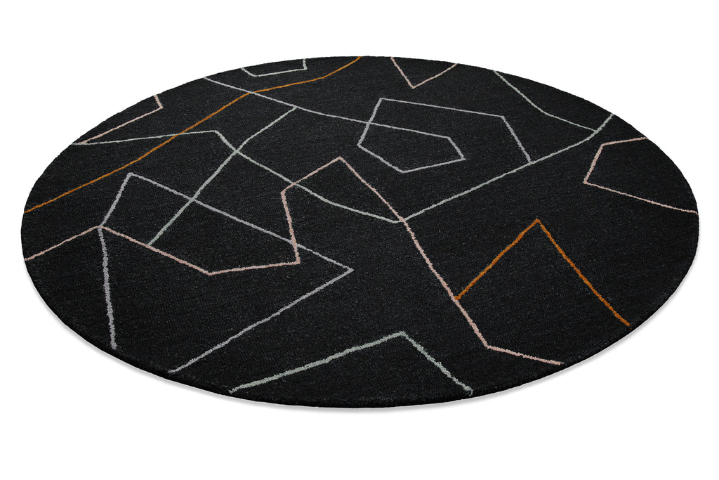 Kurzflorteppich Rund Anthrazit aus Schurwolle "Nox" WECONhome