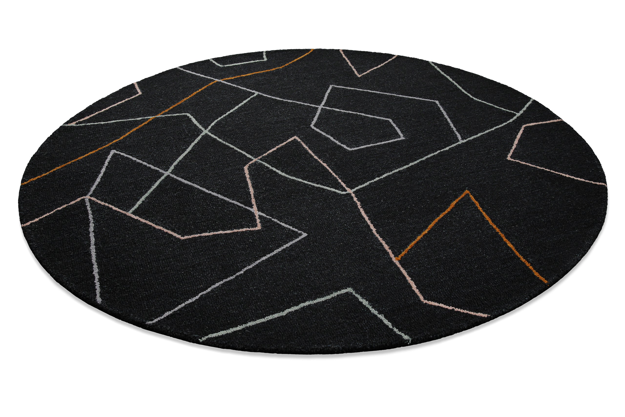 Kurzflorteppich Rund Anthrazit aus Schurwolle "Nox" WECONhome