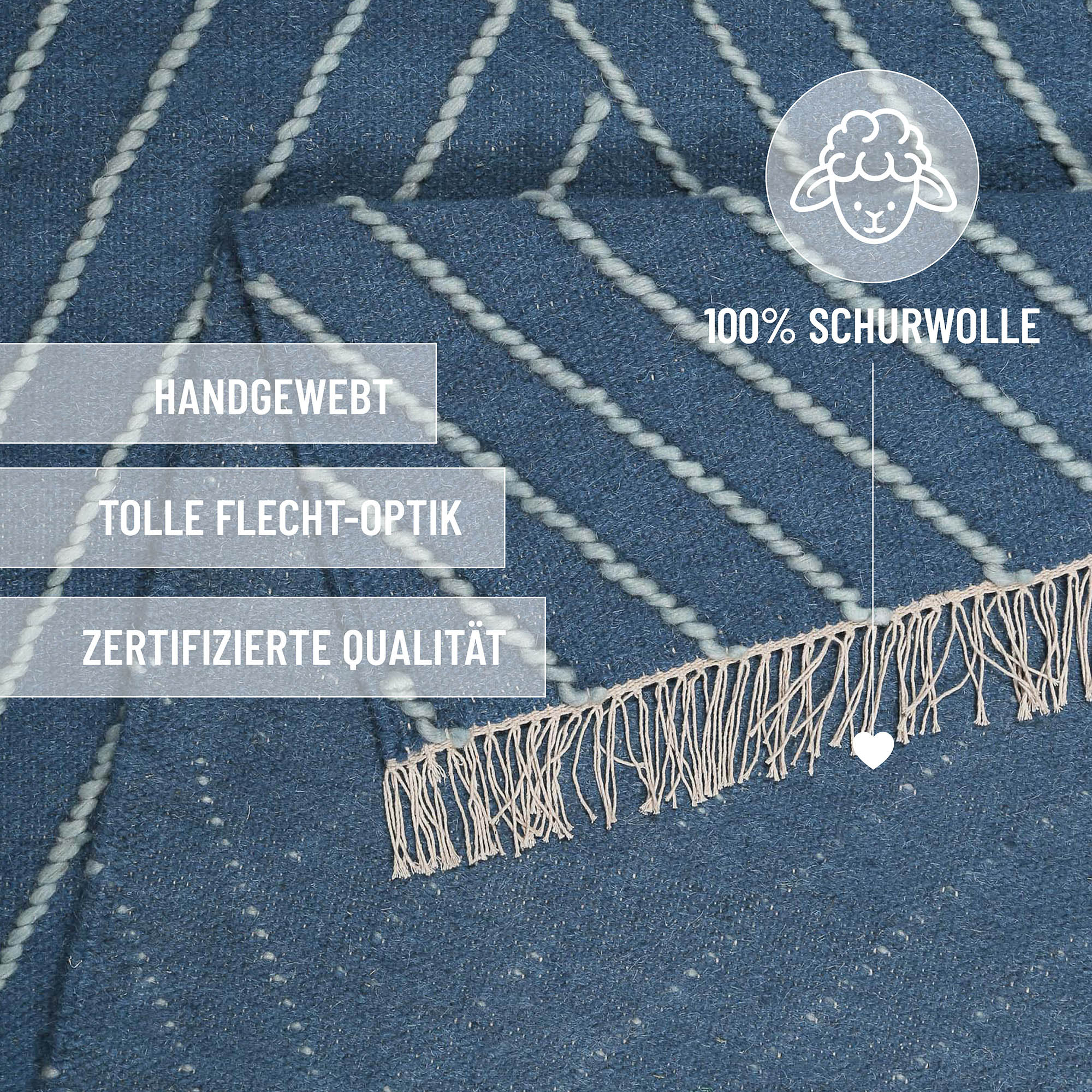 Kelim Teppich Blau "Ocean Lines" WECONhome