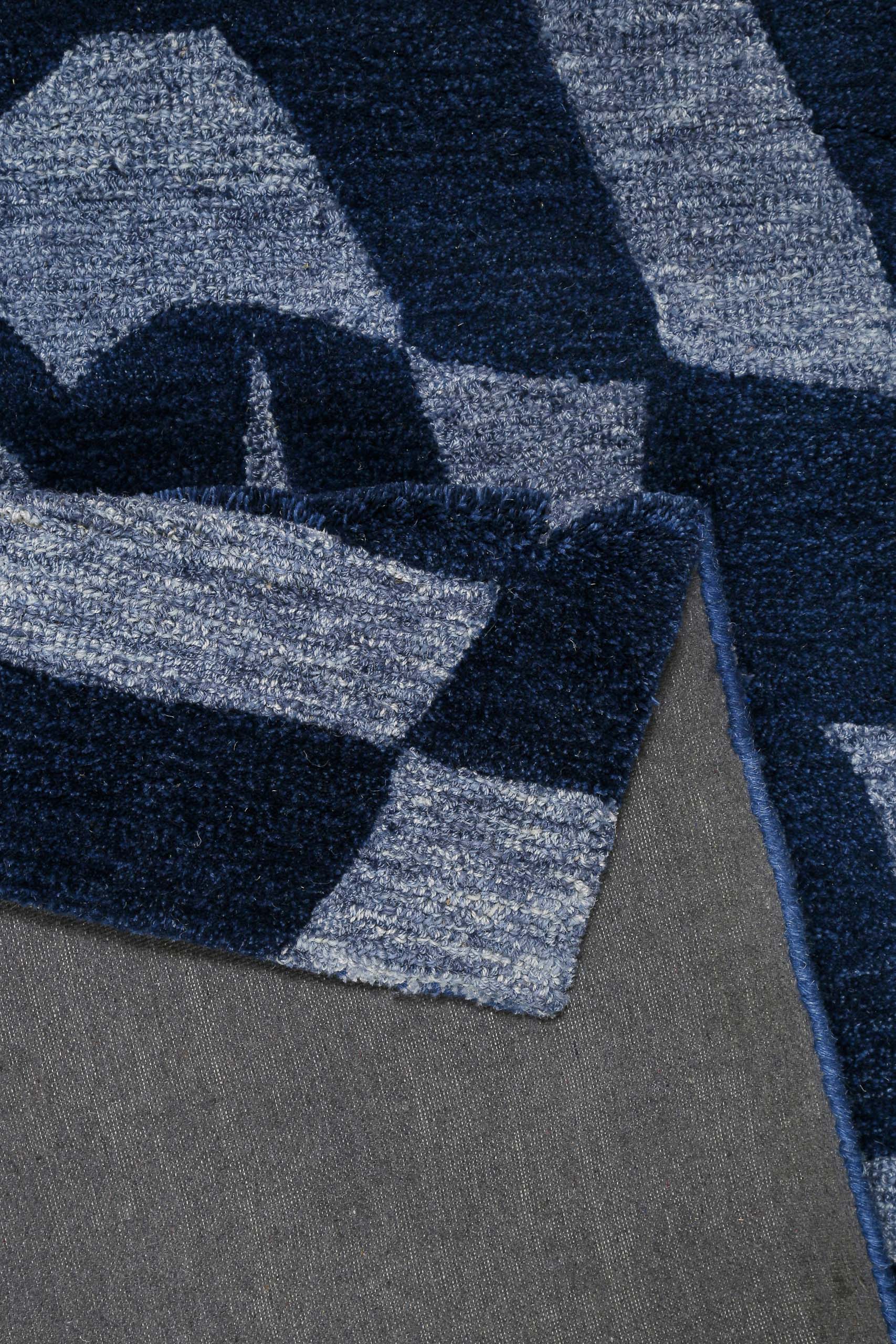 Kurzflorteppich Blau meliert aus Schurwolle "Ocean State" WECONhome