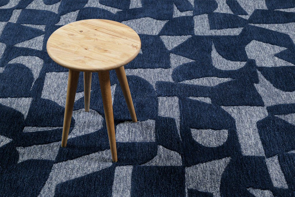 Kurzflorteppich Blau meliert aus Schurwolle "Ocean State" WECONhome