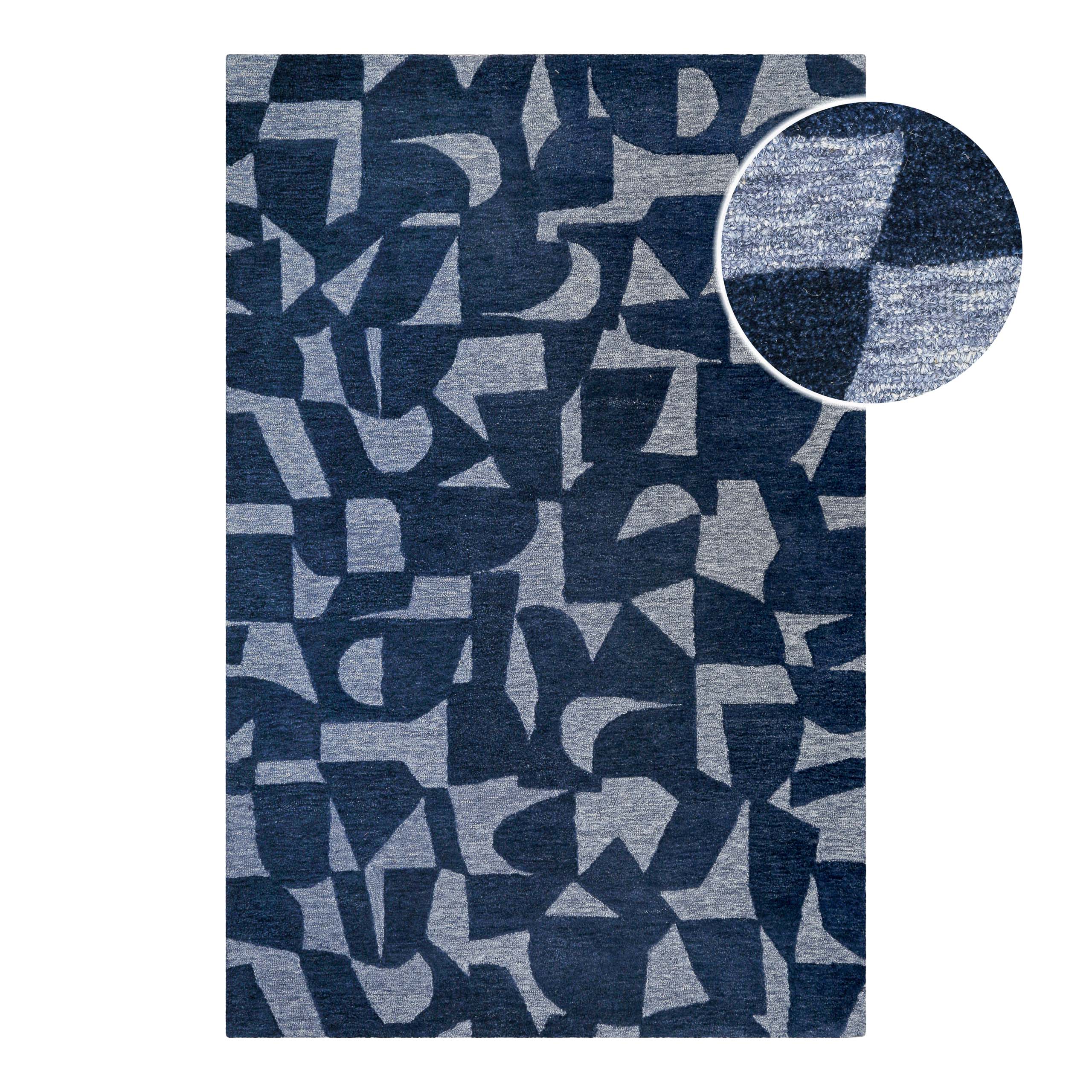 Kurzflorteppich Blau meliert aus Schurwolle "Ocean State" WECONhome