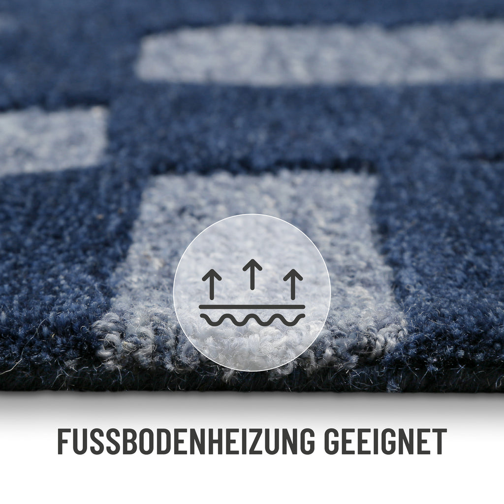 Kurzflorteppich Blau meliert aus Schurwolle "Ocean State" WECONhome