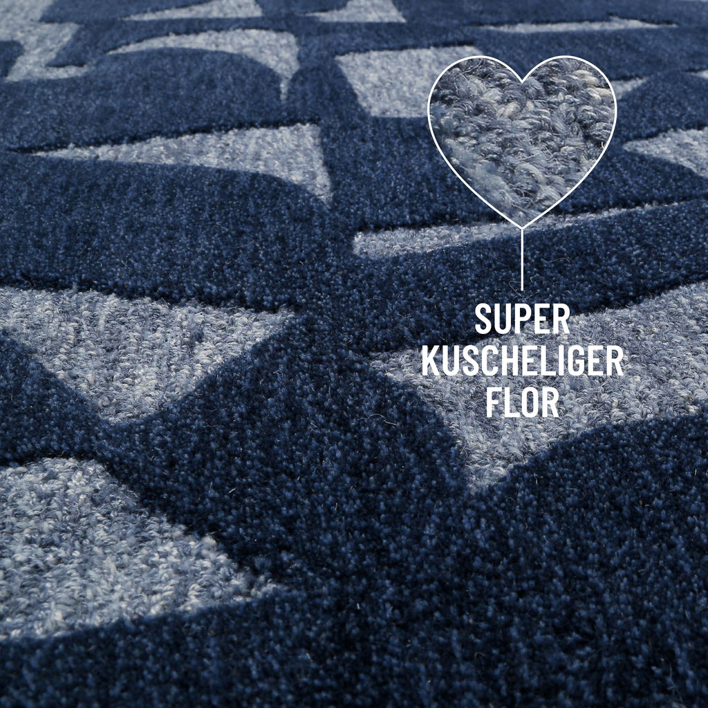 Kurzflorteppich Blau meliert aus Schurwolle "Ocean State" WECONhome