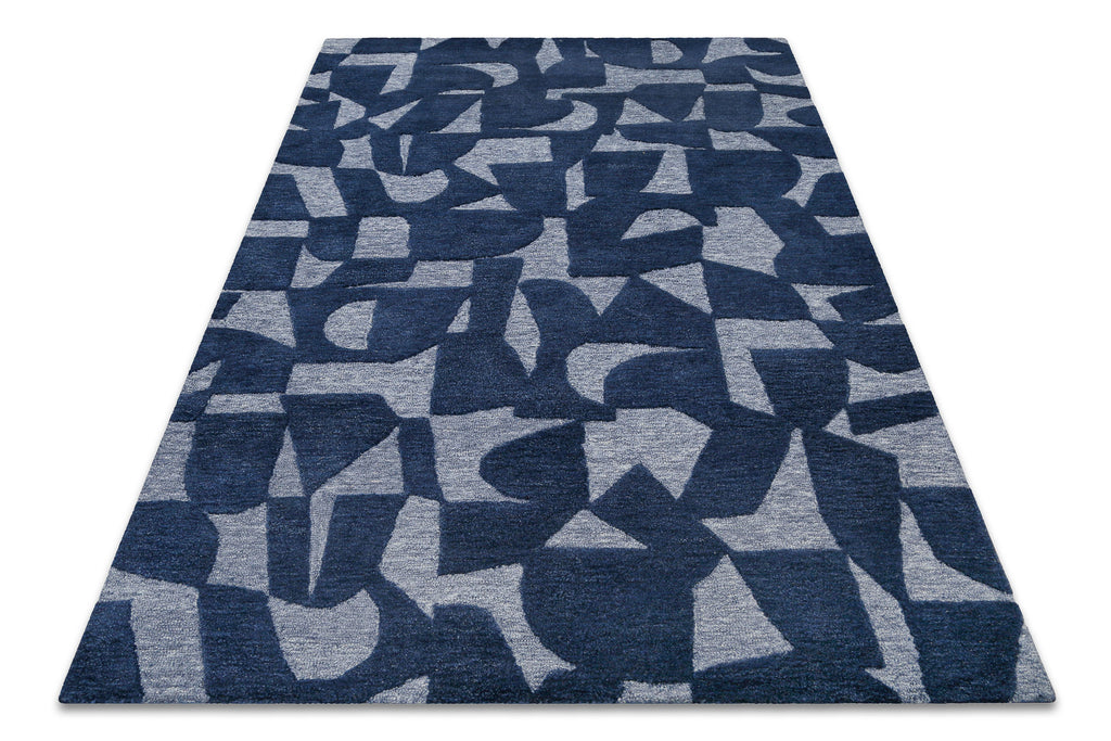 Kurzflorteppich Blau meliert aus Schurwolle "Ocean State" WECONhome