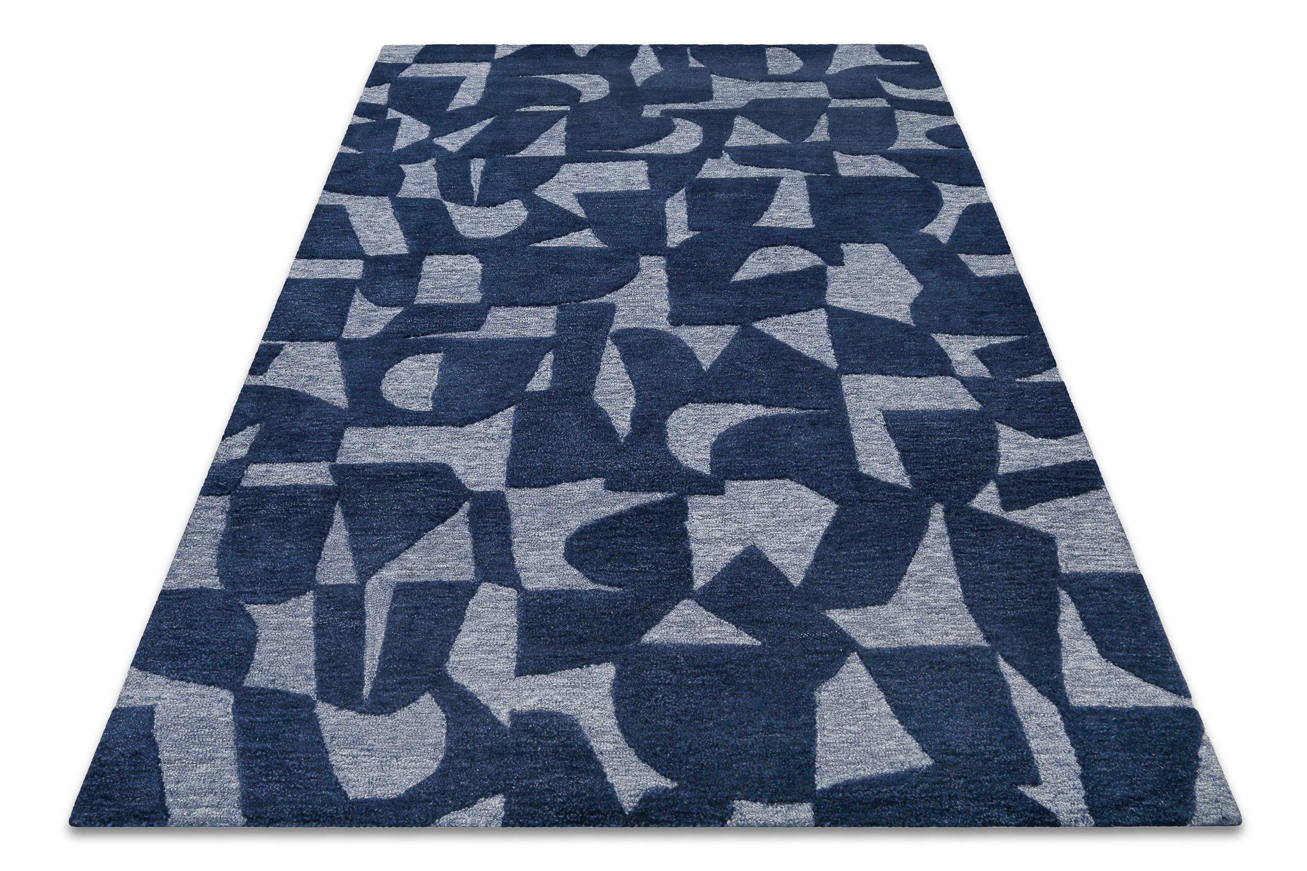 Kurzflorteppich Blau meliert aus Schurwolle "Ocean State" WECONhome