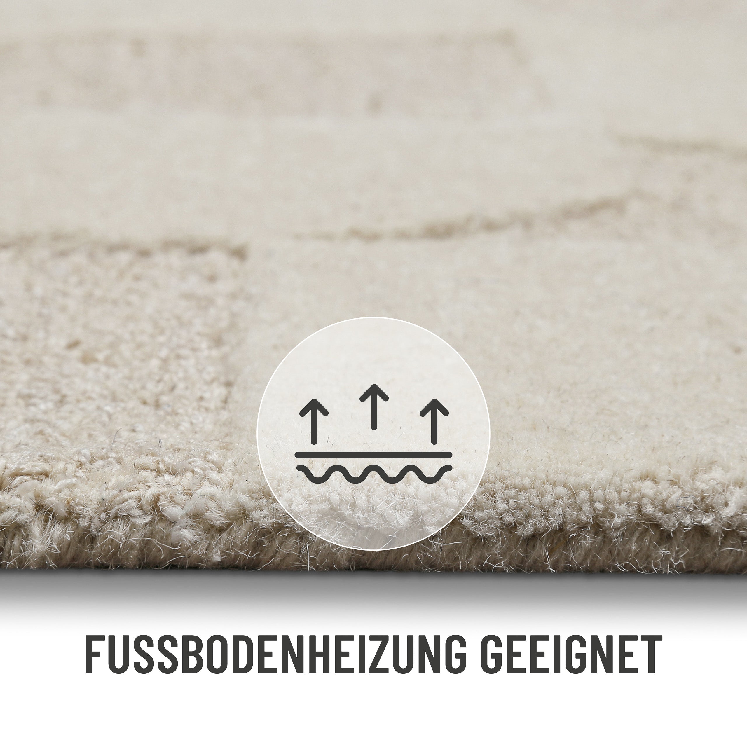 Kurzflorteppich Creme Weiß aus Schurwolle "Ocean State" WECONhome