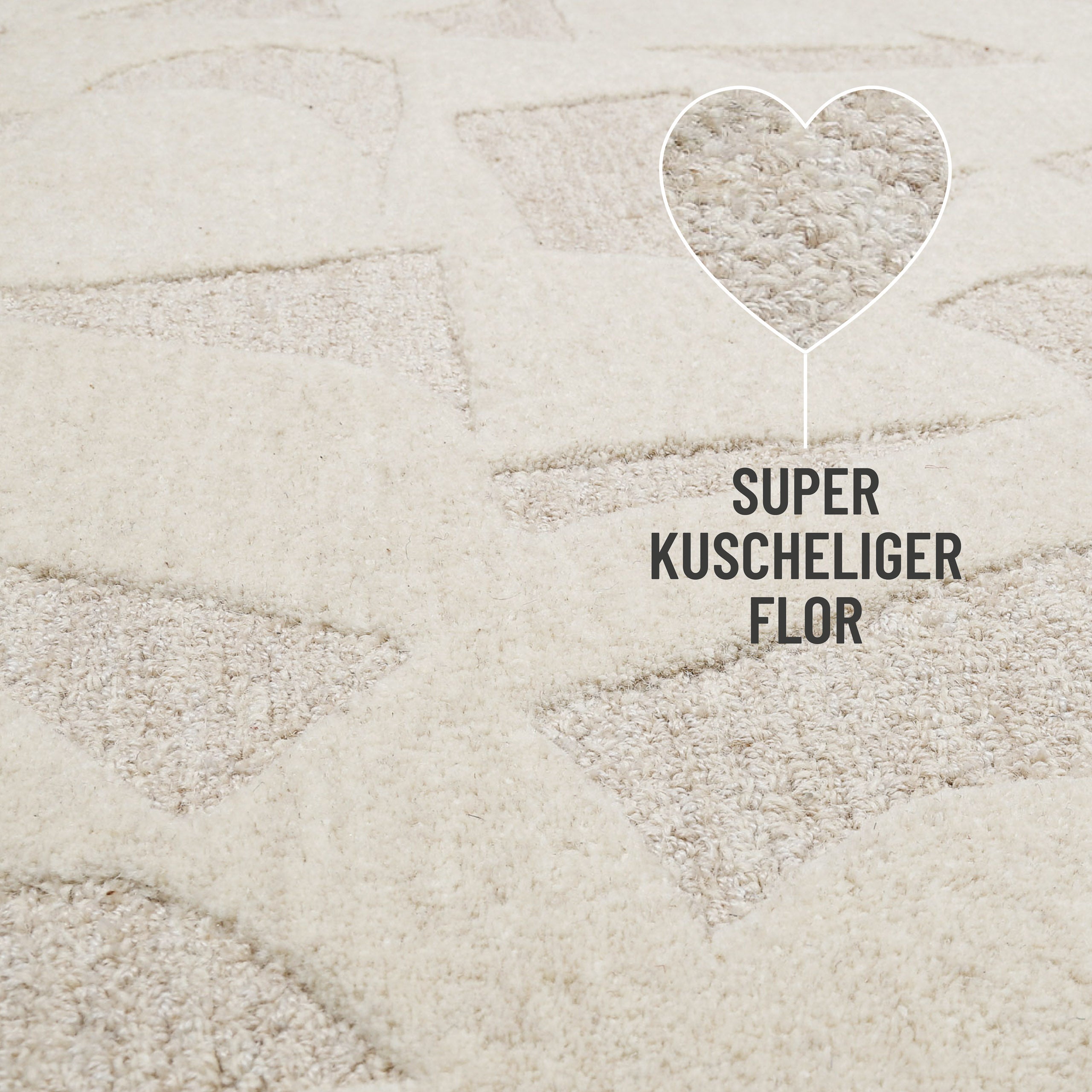 Kurzflorteppich Creme Weiß aus Schurwolle "Ocean State" WECONhome