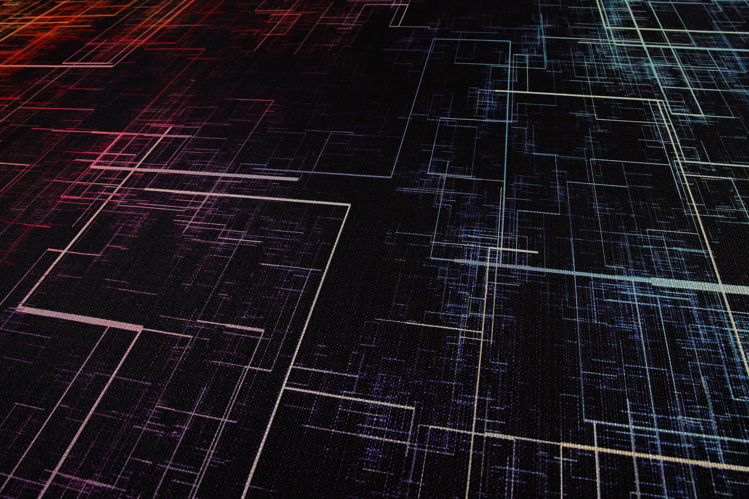 Gewebter Gamerteppich bedruckt Schwarz Multi "Quantum Warp" WECONhome
