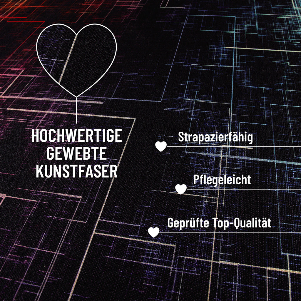 Gewebter Gamerteppich bedruckt Schwarz Multi "Quantum Warp" WECONhome