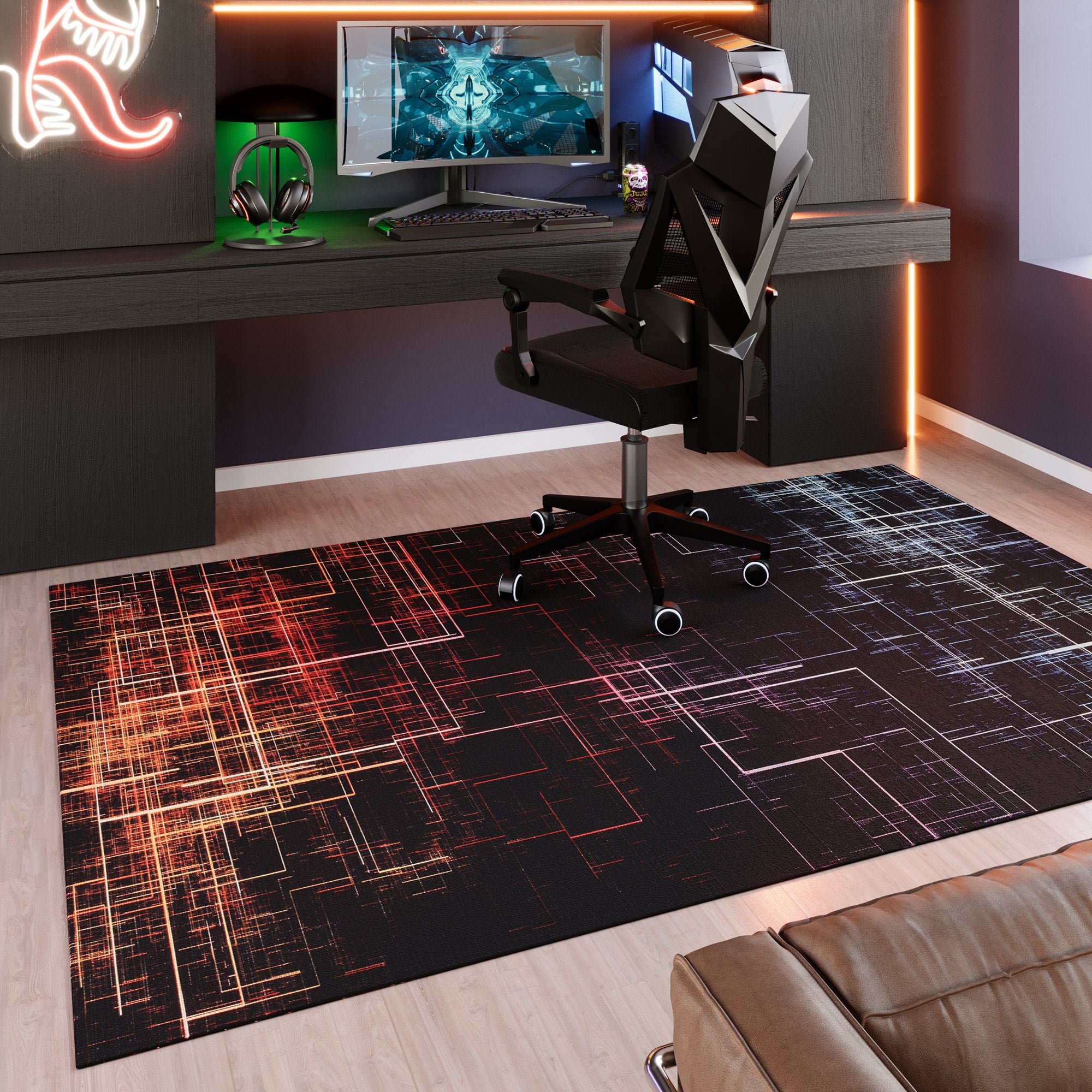 Gewebter Gamerteppich bedruckt Schwarz Multi "Quantum Warp" WECONhome