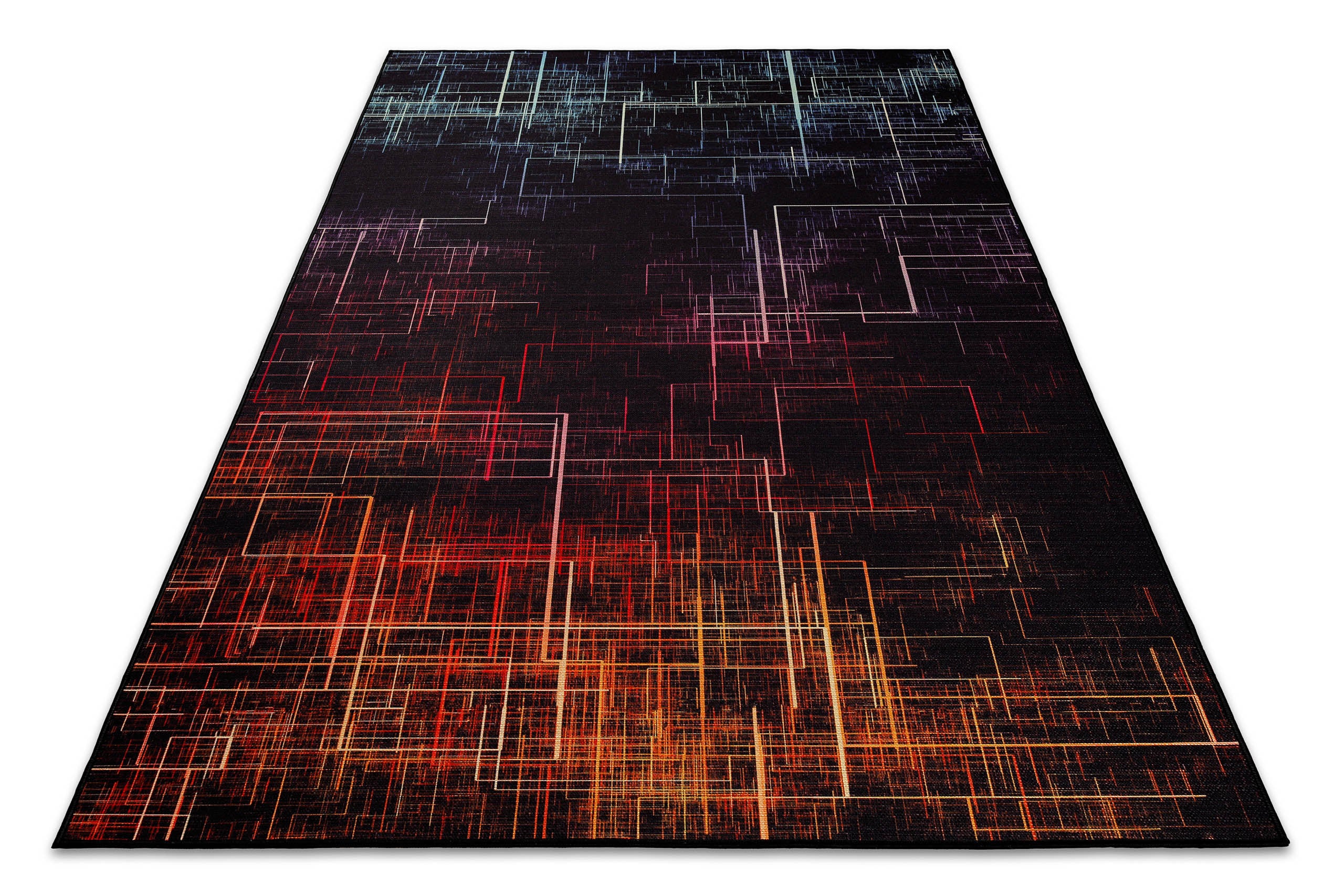 Gewebter Gamerteppich bedruckt Schwarz Multi "Quantum Warp" WECONhome
