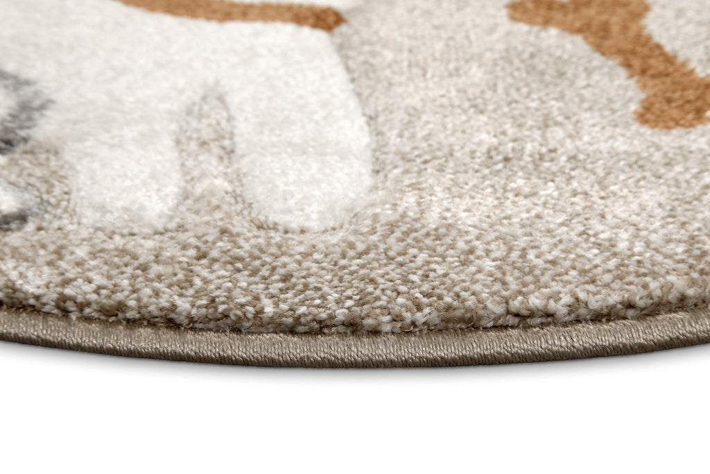 Kinderteppich Rund Sand Beige meliert "Rocky & Friends" Smart Kids