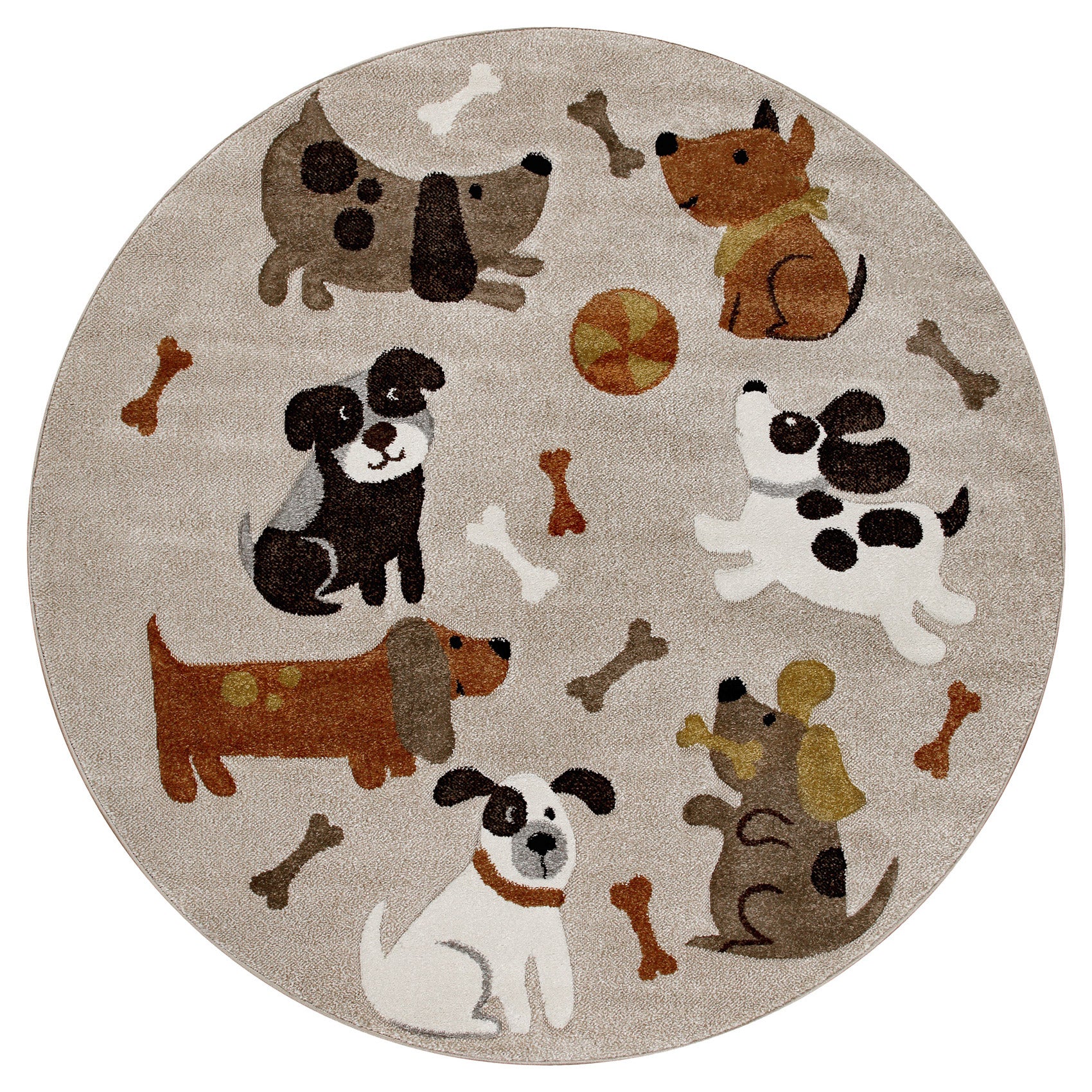 Kinderteppich Rund Sand Beige meliert "Rocky & Friends" Smart Kids