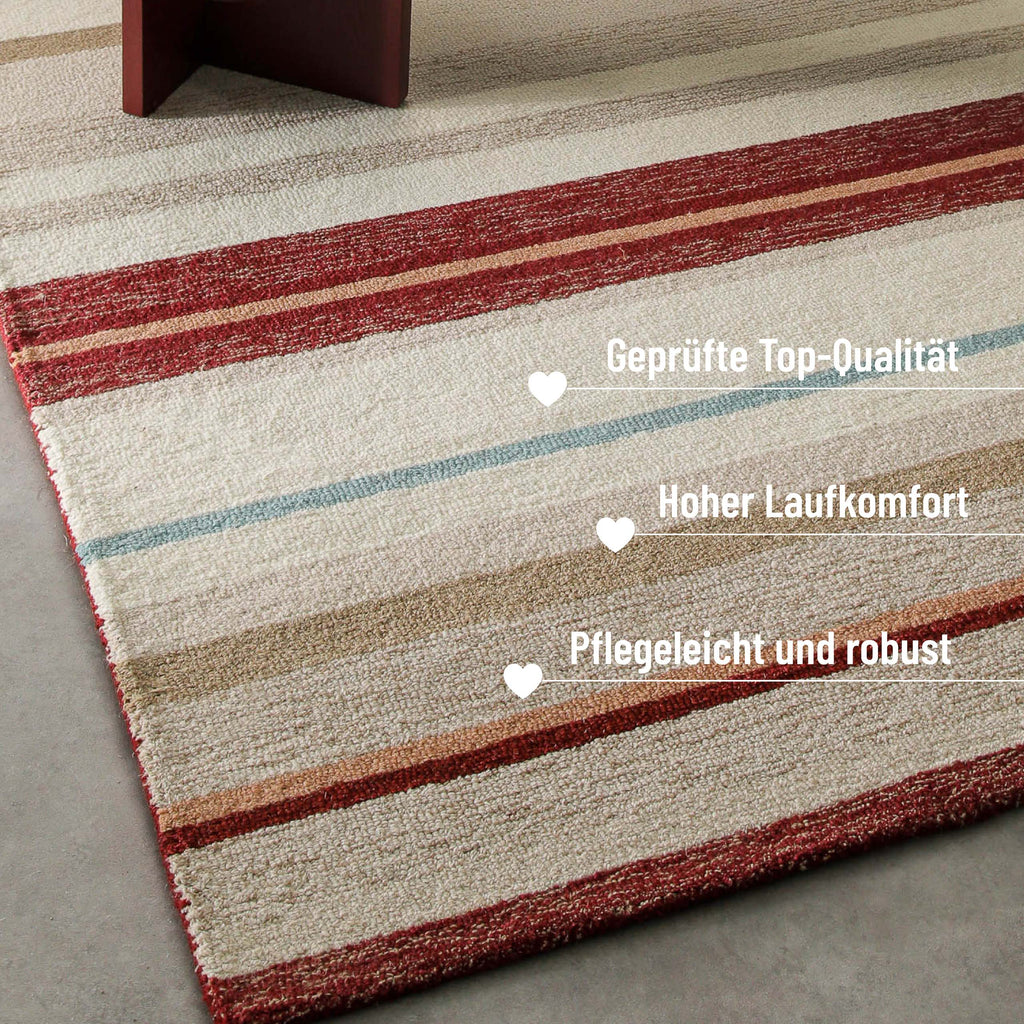 Kurzflorteppich Beige Multi aus Schurwolle "Sally" WECONhome